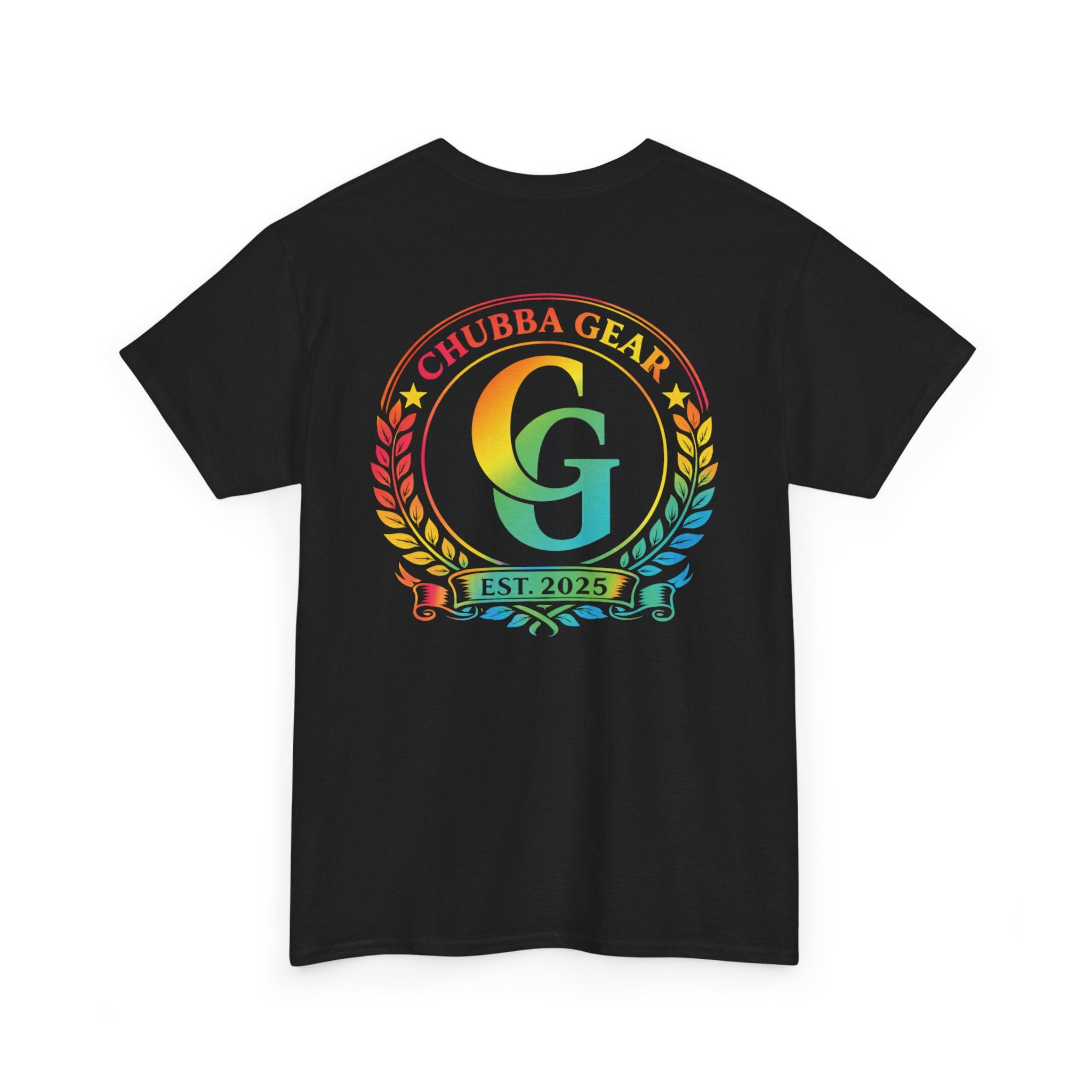 Chubba Gear Rainbow Crest T-Shirt — Retro Logo Tee (Est. 2025)