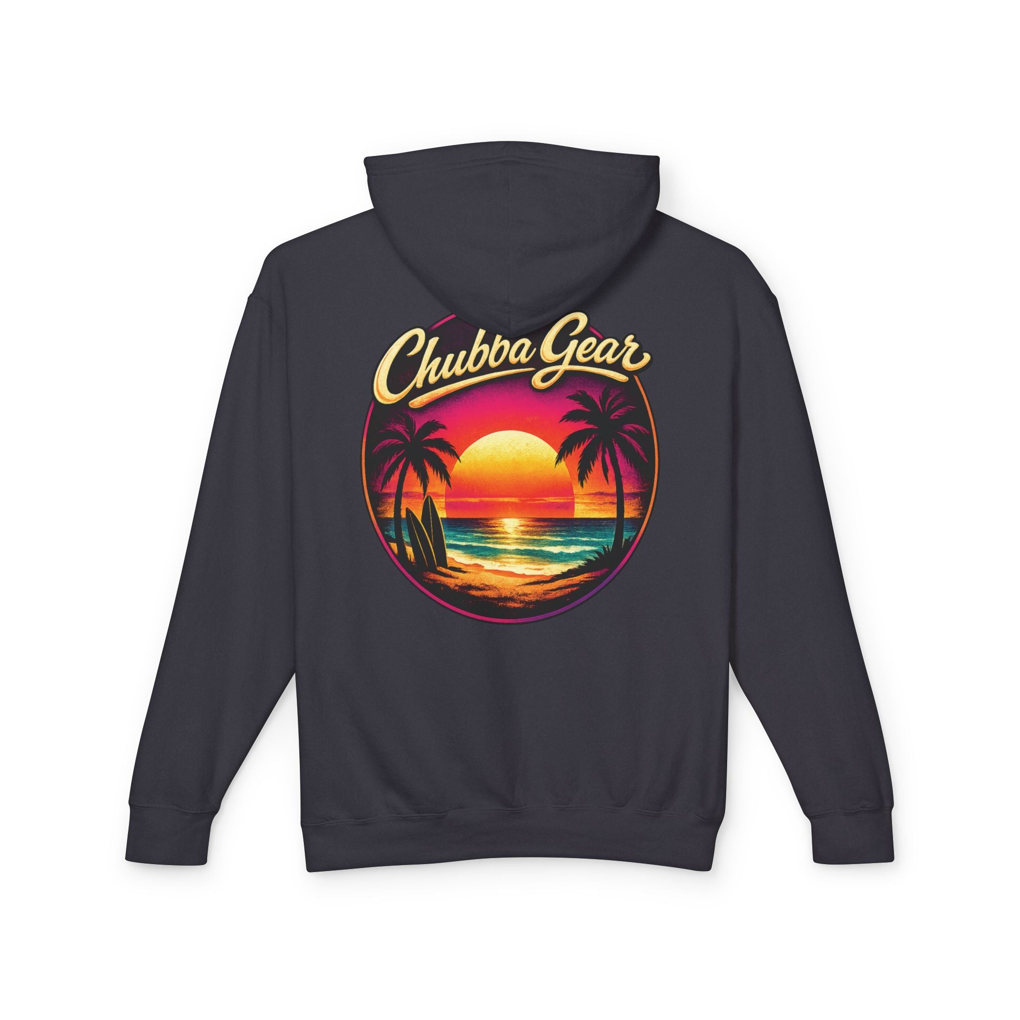 Chubba Gear Sunset Palm Hoodie – Island Life Retro Beach Sweatshirt
