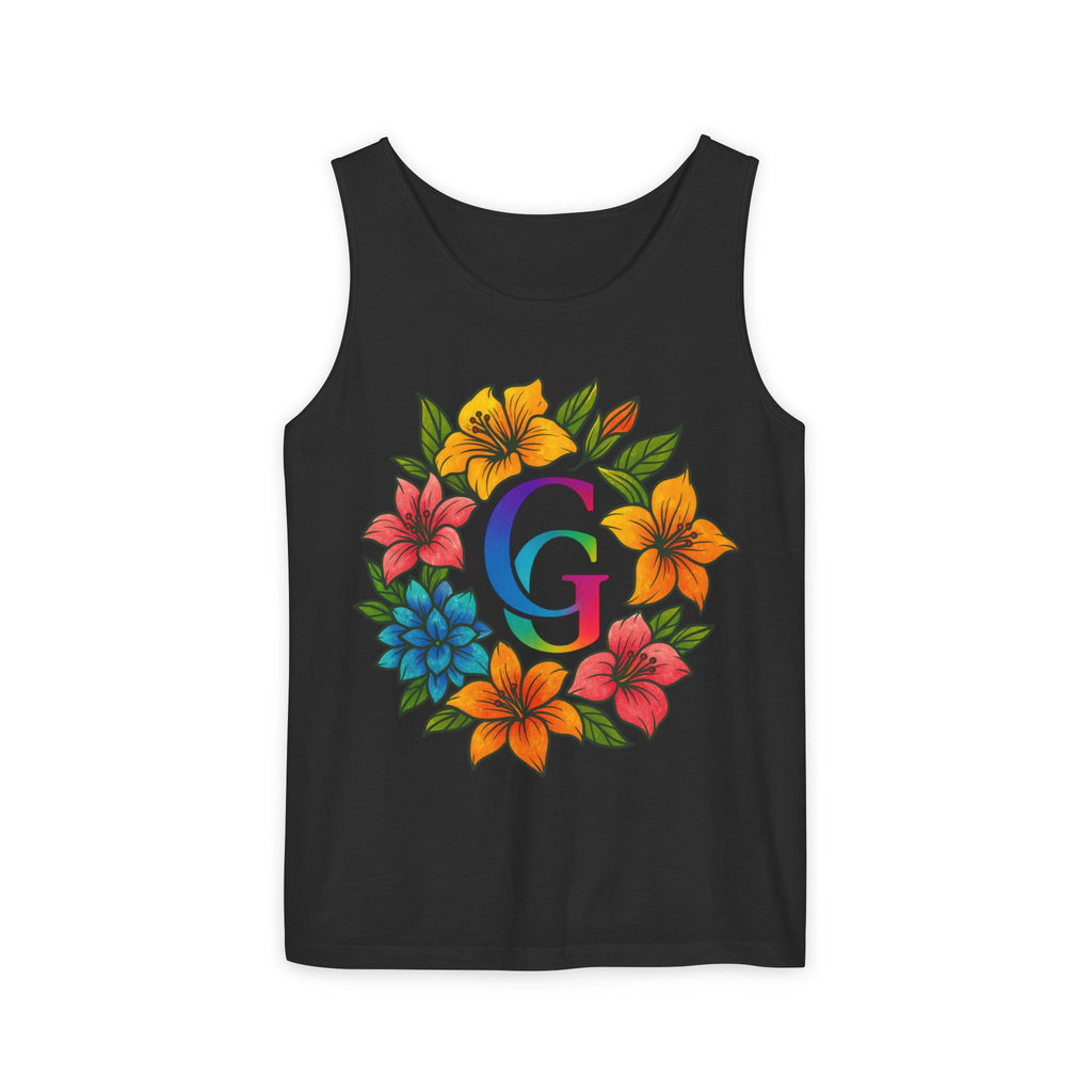 CHUBBA GEAR Floral Monogram Tank Top Tropical Wreath