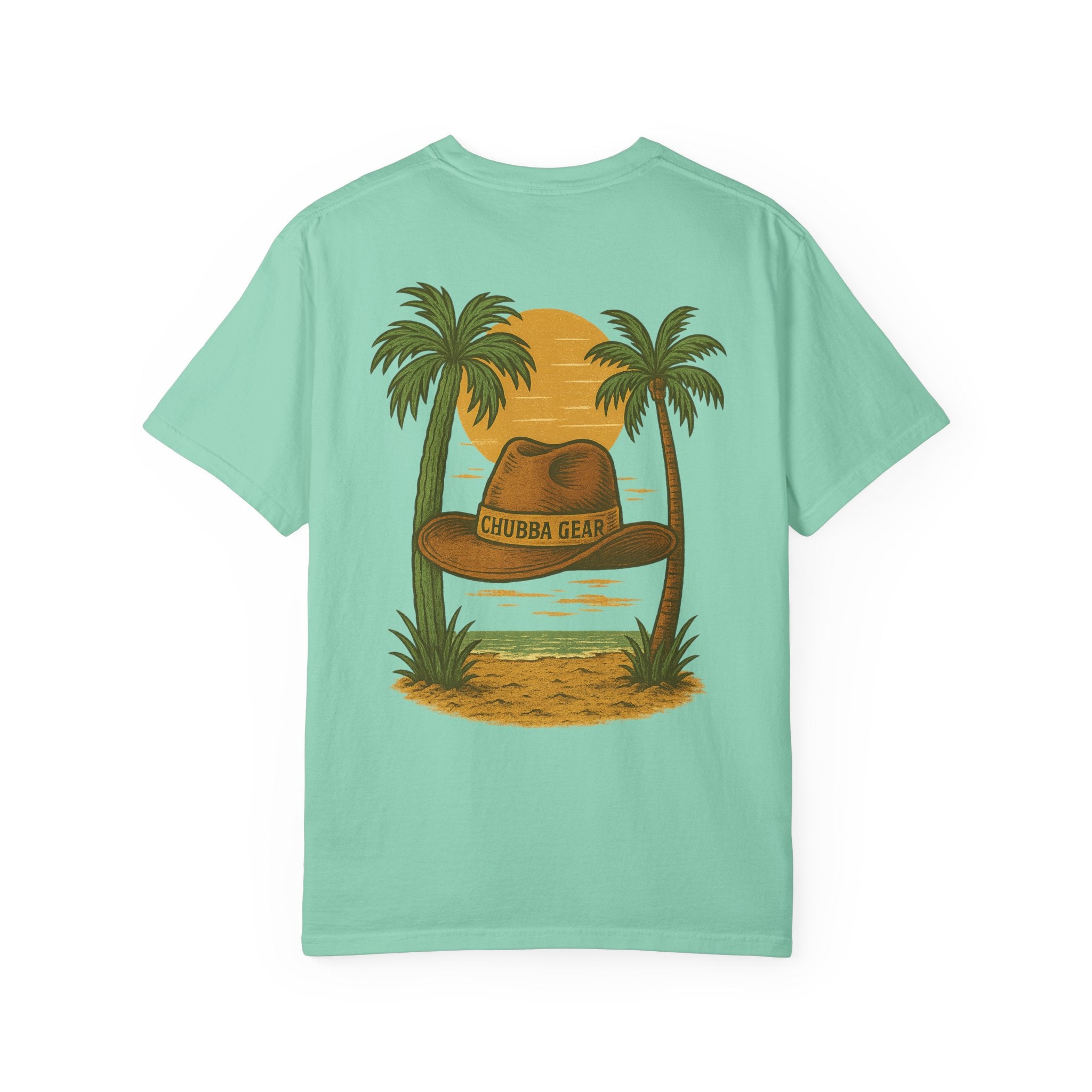 CHUBBA GEAR Tropical Sunset Hat Graphic T-Shirt