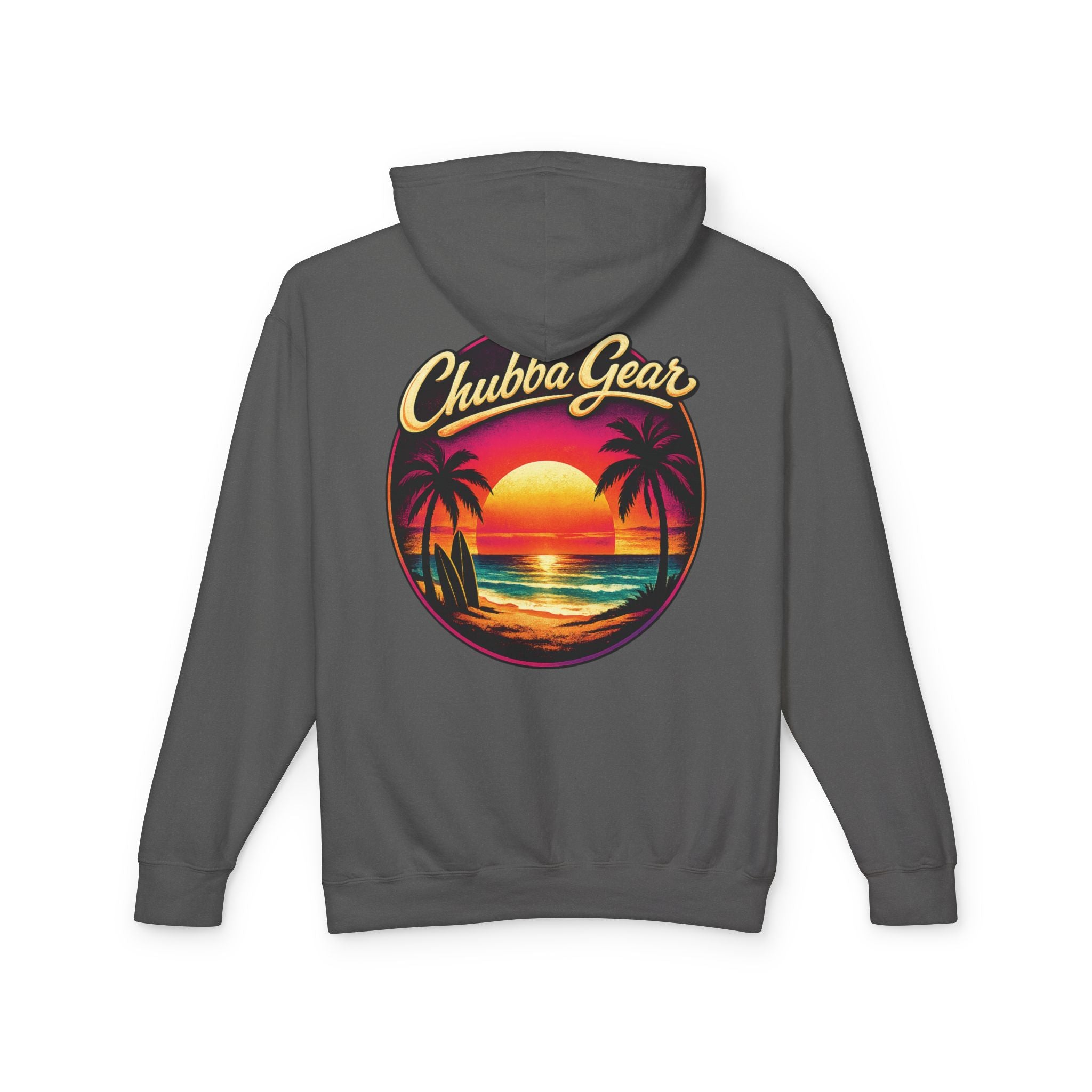 Chubba Gear Sunset Palm Hoodie – Island Life Retro Beach Sweatshirt