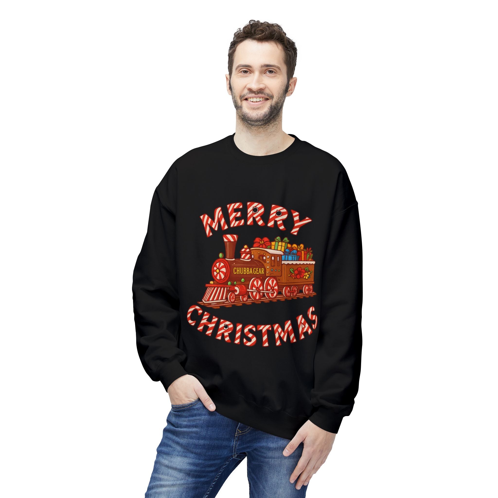 Christmas Train Sweatshirt — 'Merry Christmas' Holiday Crewneck