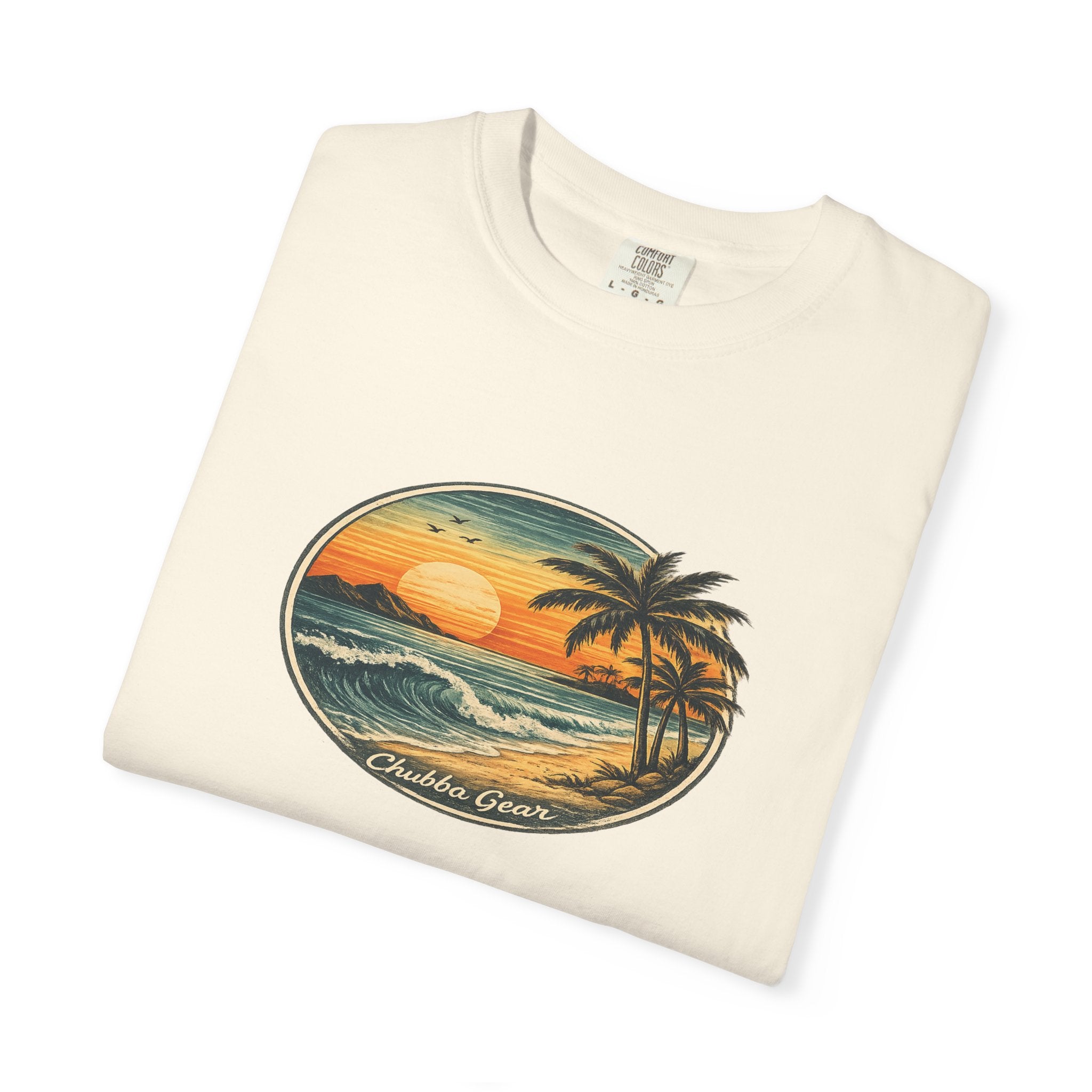 Chubba Gear Retro Island Sunset T-Shirt | Garment-Dyed Coastal Tee