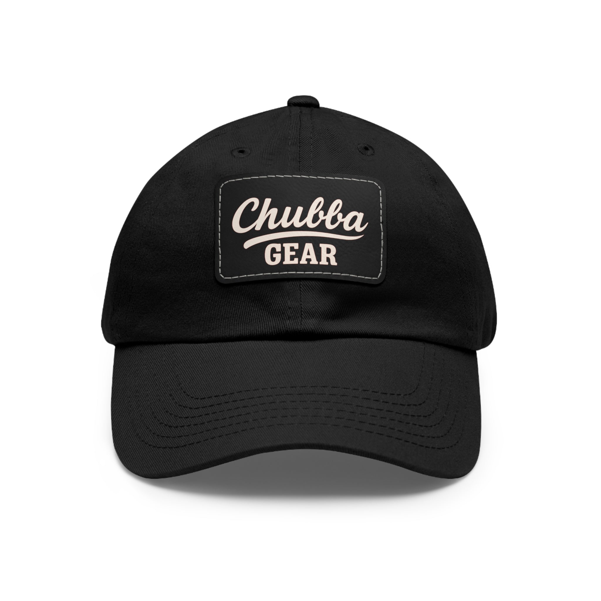 Chubba Gear Leather Patch Dad Hat — Classic Retro Logo Cap
