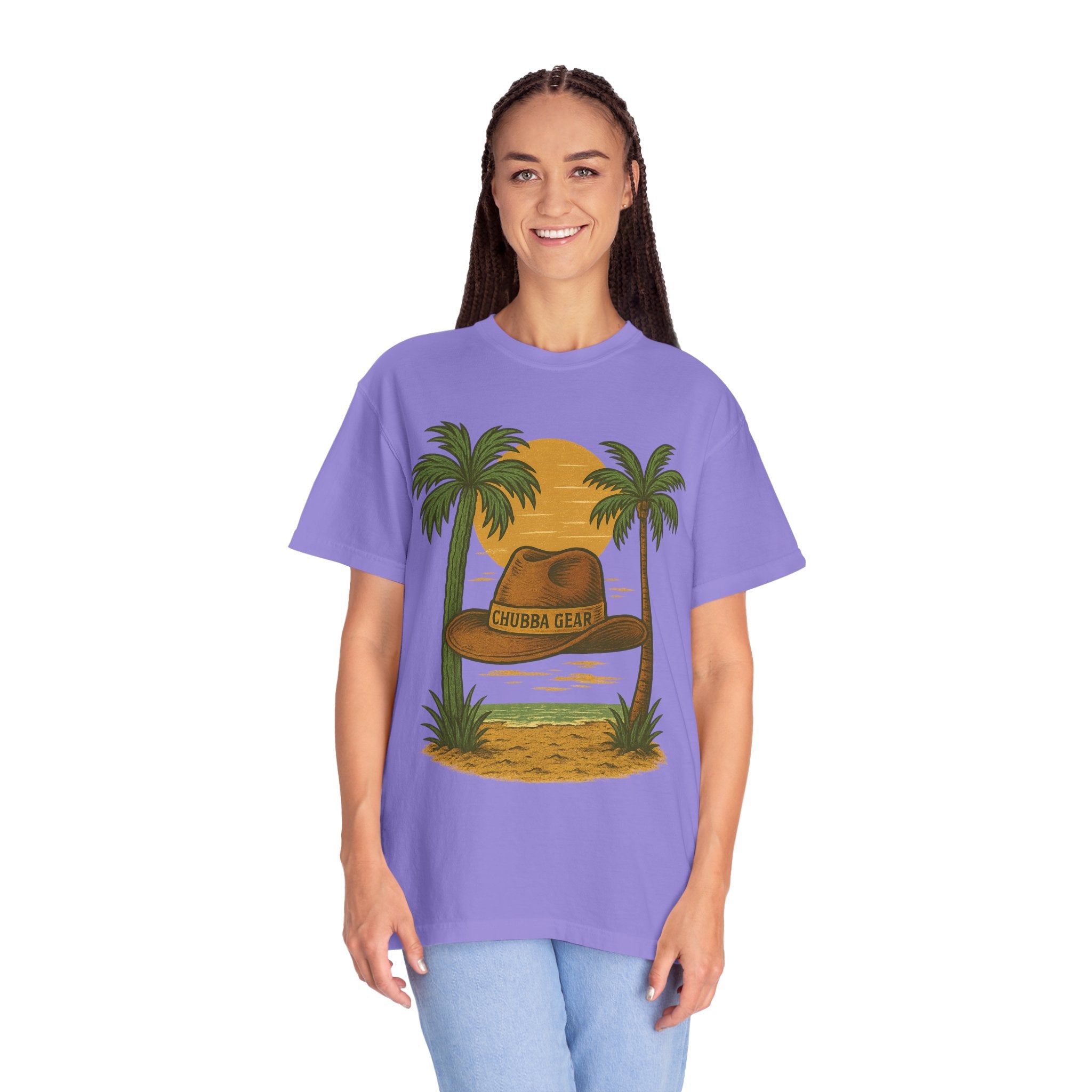CHUBBA GEAR Tropical Sunset Hat Graphic T-Shirt