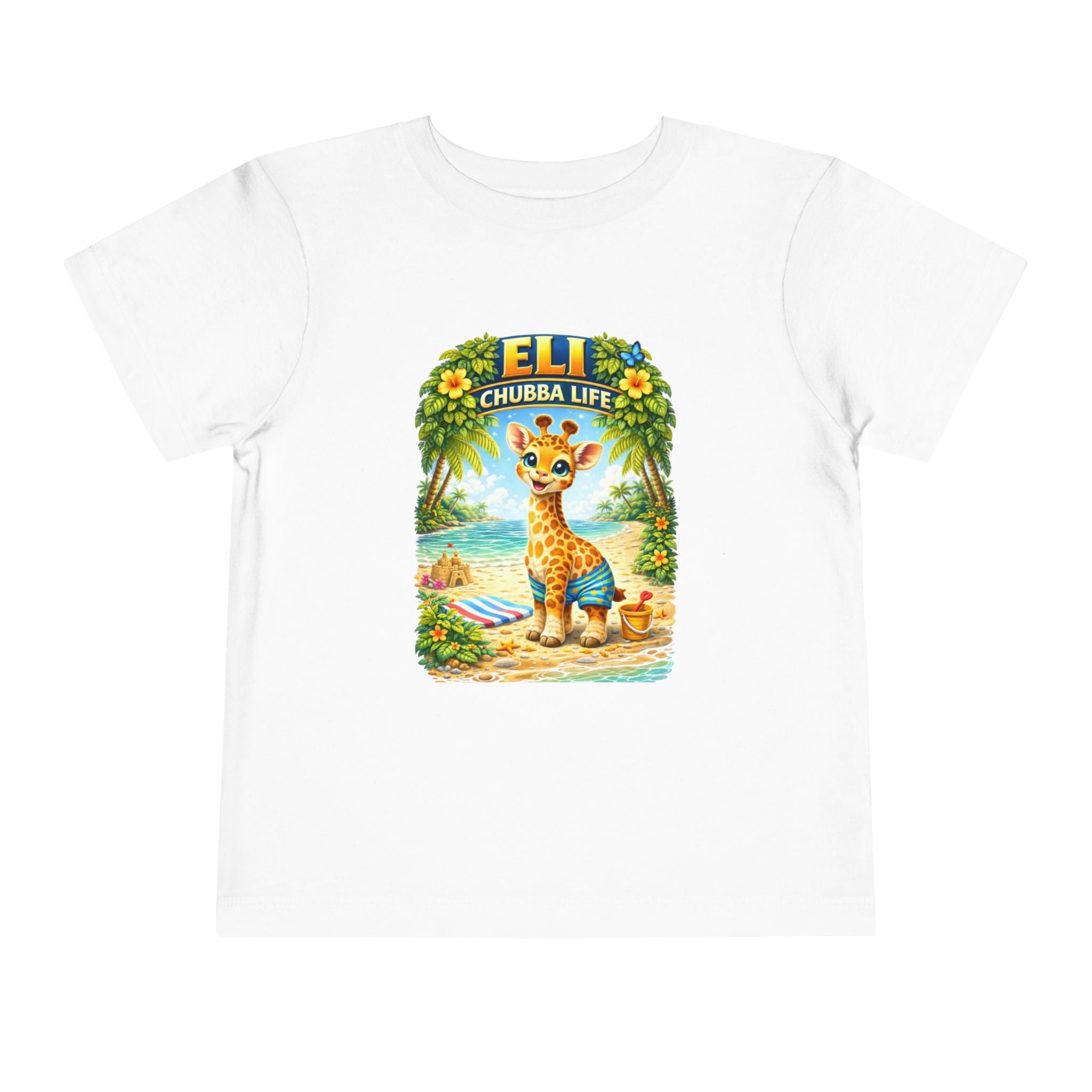 CHUBBA GEAR Eli Chubba Life Toddler Tee - Cute Giraffe Beach Shirt for Kids