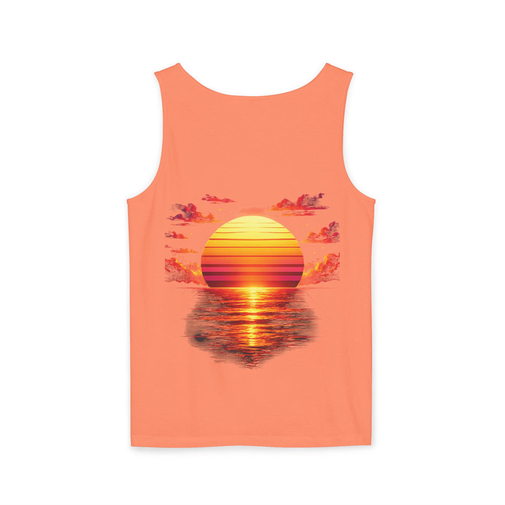 CHUBBA GEAR Sunset Wave Tank Top — Retro Sunset Beach Graphic Tank