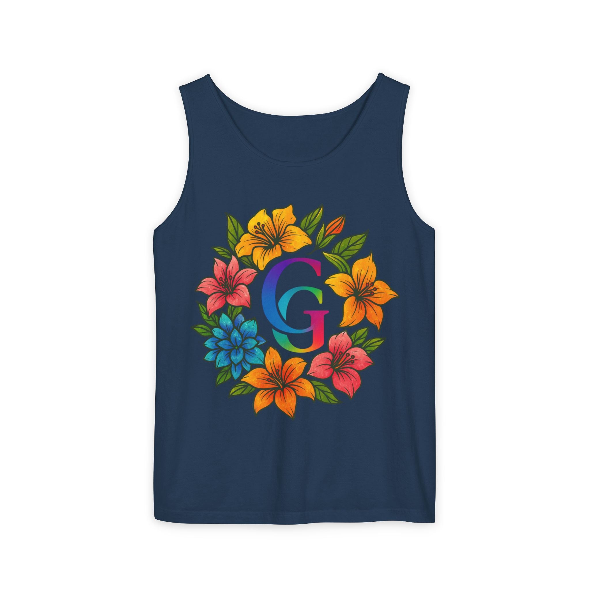 CHUBBA GEAR Floral Monogram Tank Top Tropical Wreath
