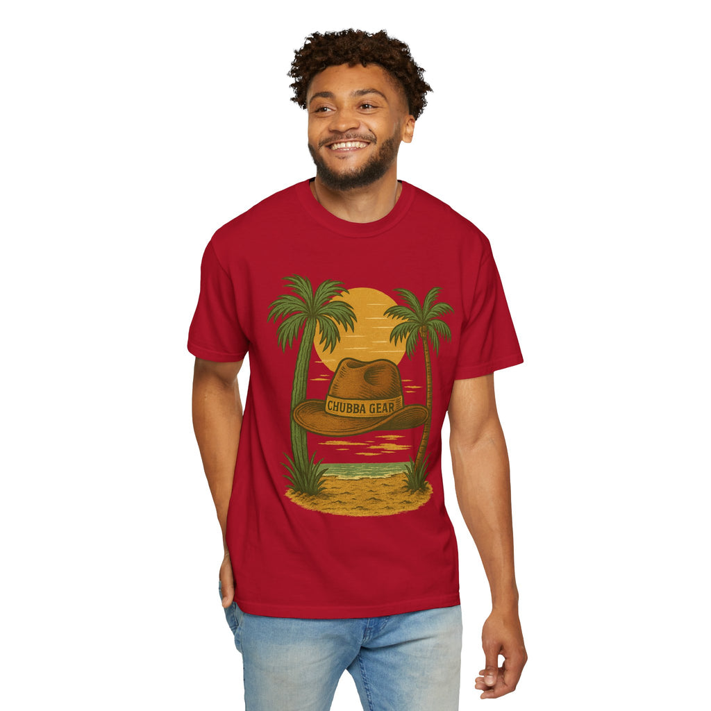 CHUBBA GEAR Tropical Sunset Hat Graphic T-Shirt