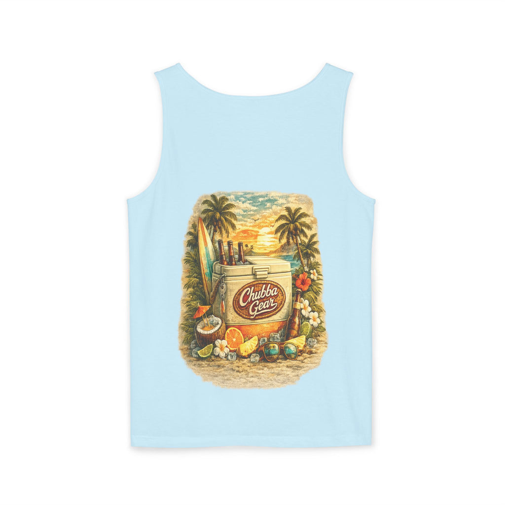 CHUBBA GEAR Vintage Tropical Tank Top – Retro Surf Cooler Beach Graphic Shirt