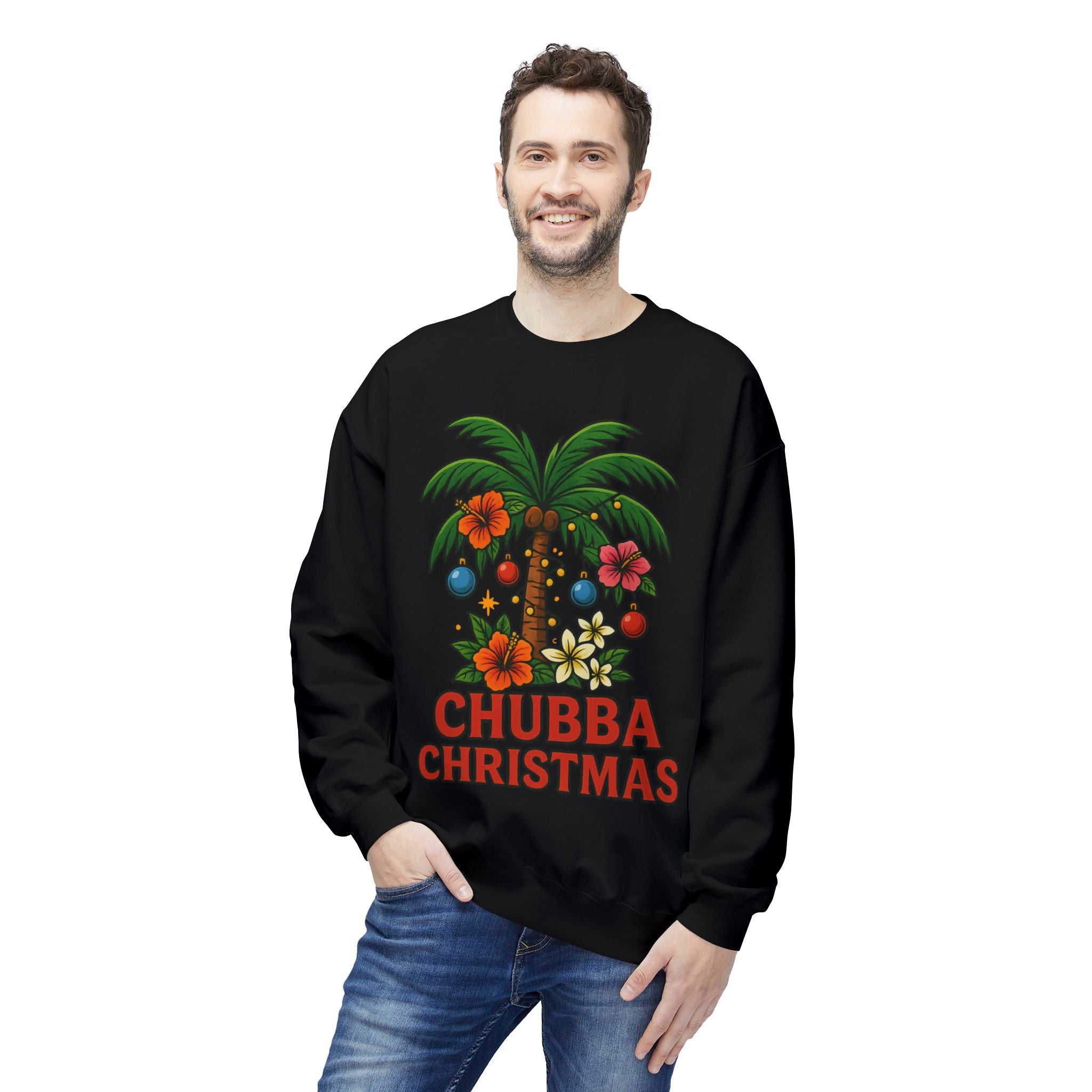 CHUBBA GEAR Christmas Palm Sweatshirt — Tropical Holiday Crewneck