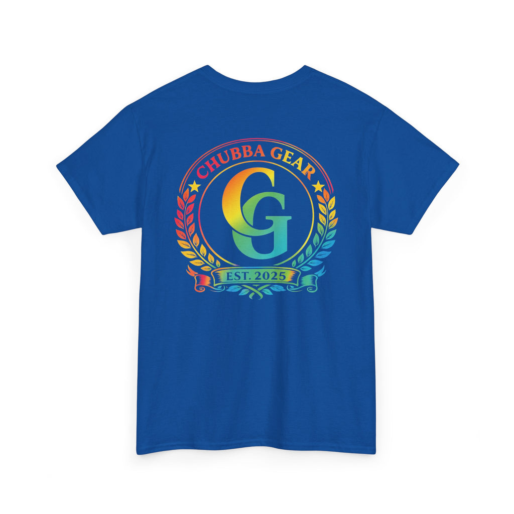 Chubba Gear Rainbow Crest T-Shirt — Retro Logo Tee (Est. 2025)