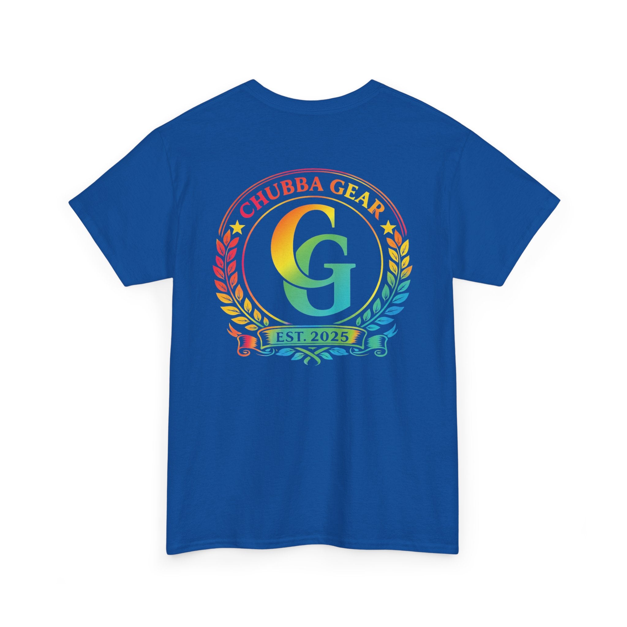 Chubba Gear Rainbow Crest T-Shirt — Retro Logo Tee (Est. 2025)