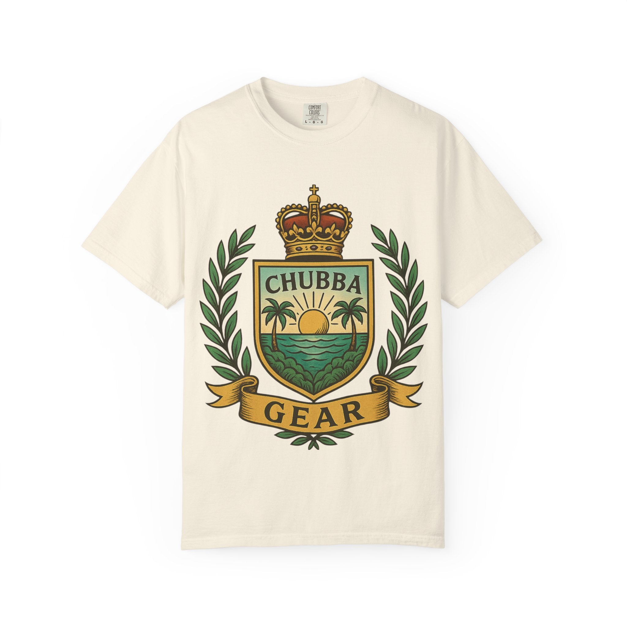 CHUBBA GEAR T-Shirt | Tropical Crest Graphic | Vintage Sunset Tee