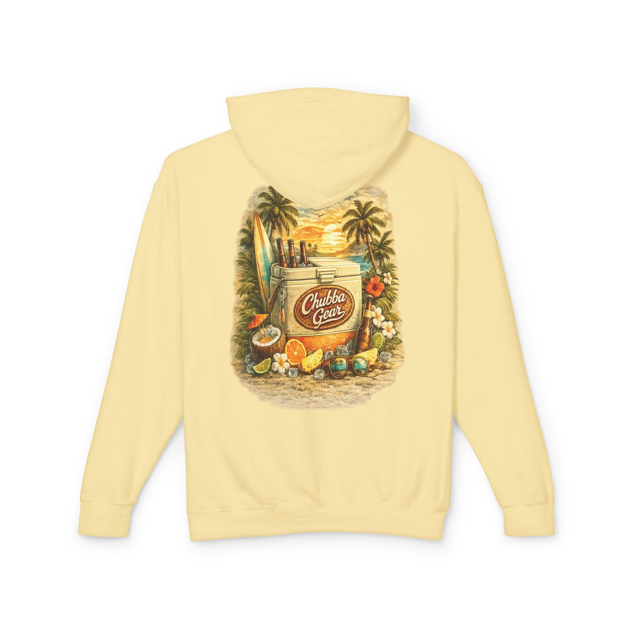 CHUBBA GEAR Vintage Beach Hoodie – Retro Surf Cooler Graphic Pullover Sweatshirt