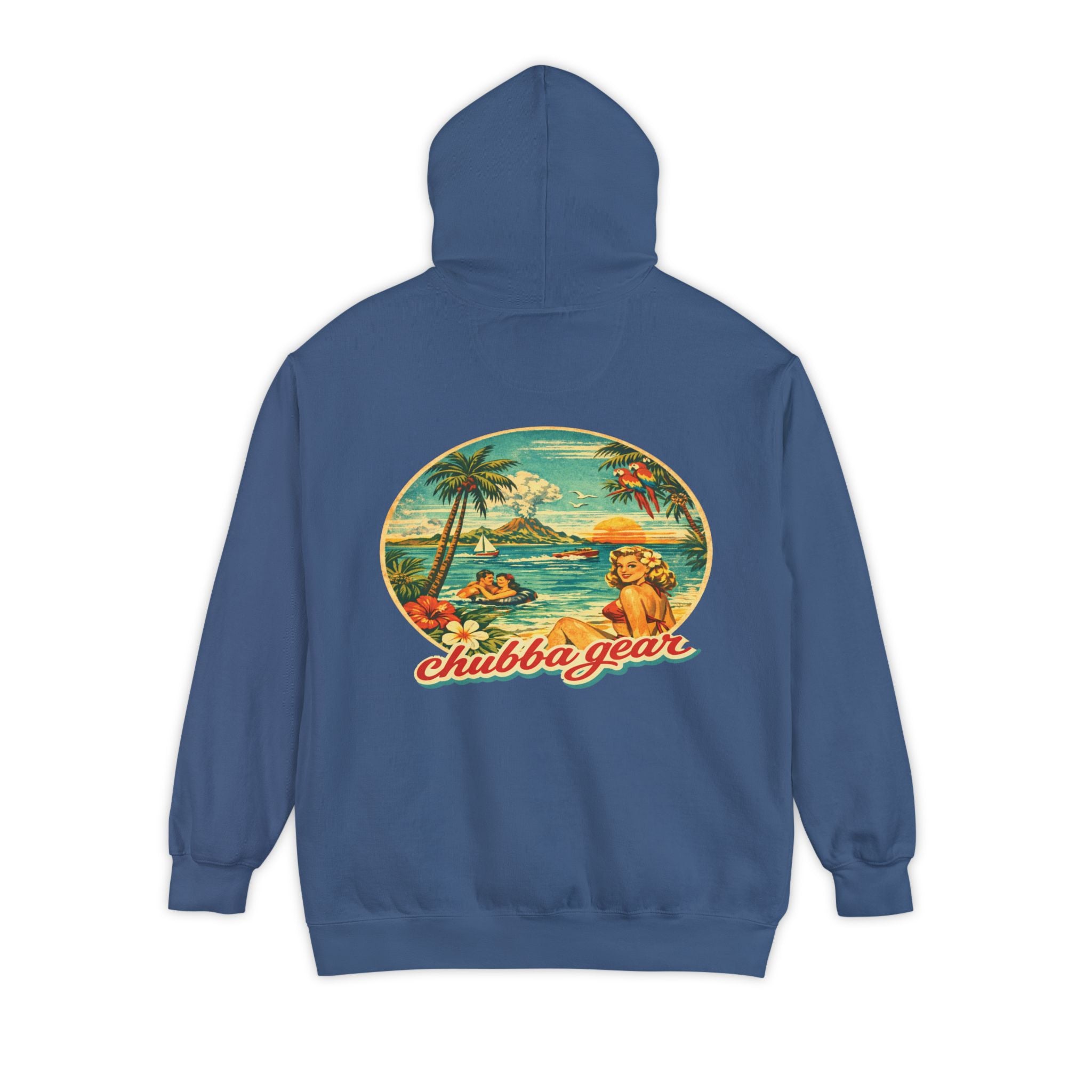 Chubba Gear Retro Tropical Hoodie – 1950s Surf Beach Vintage Pullover