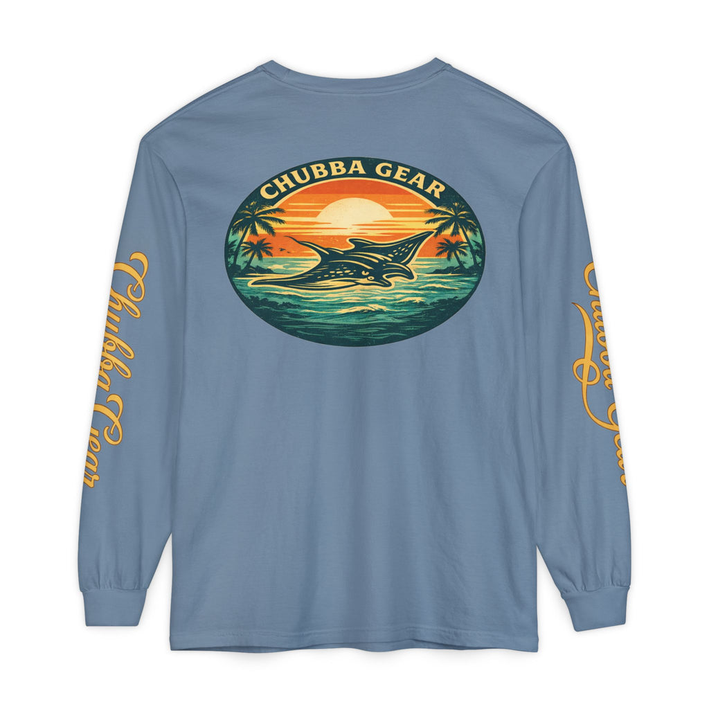 Chubba Gear Sunset Manta Ray Garment-Dyed Long Sleeve Tee