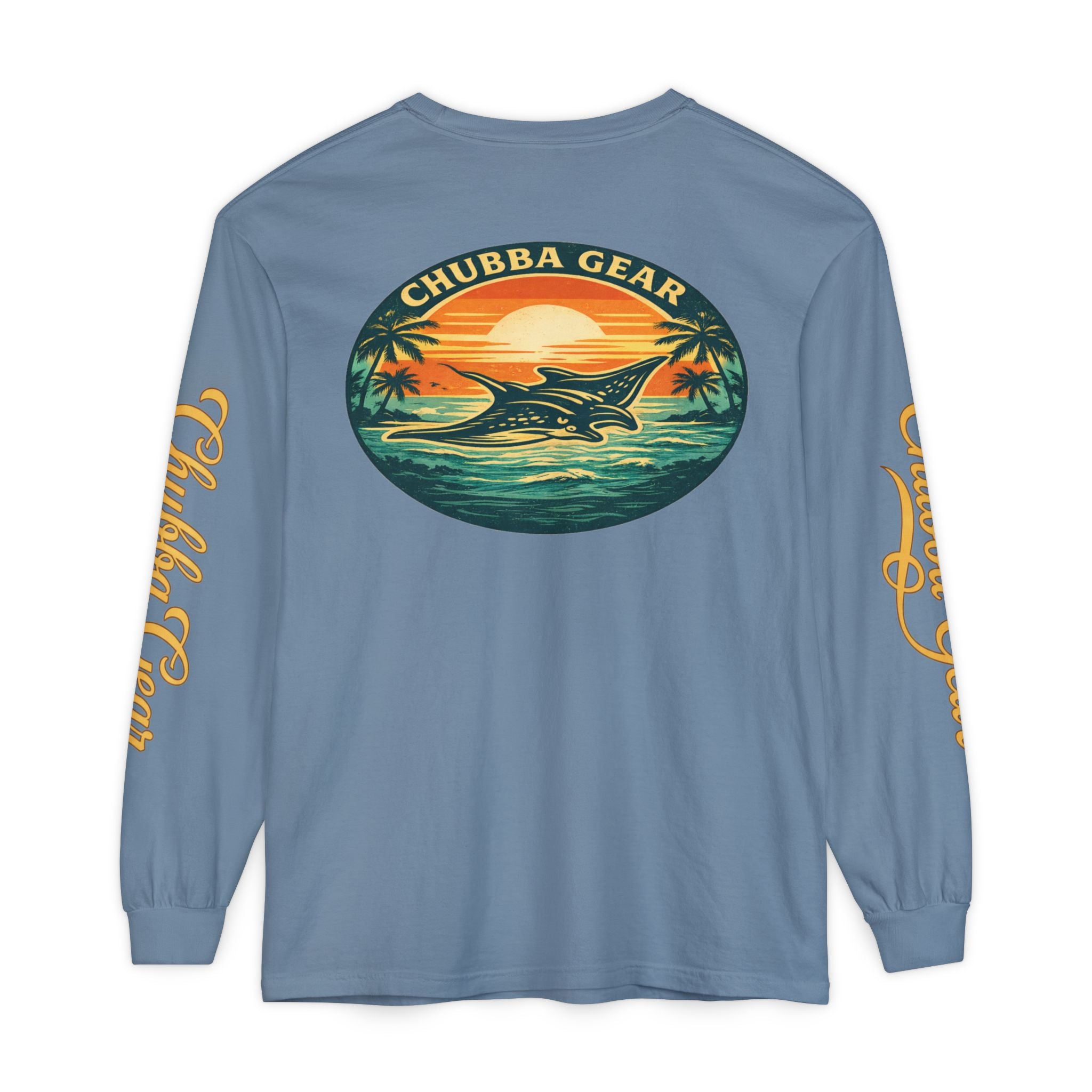 Chubba Gear Sunset Manta Ray Garment-Dyed Long Sleeve Tee