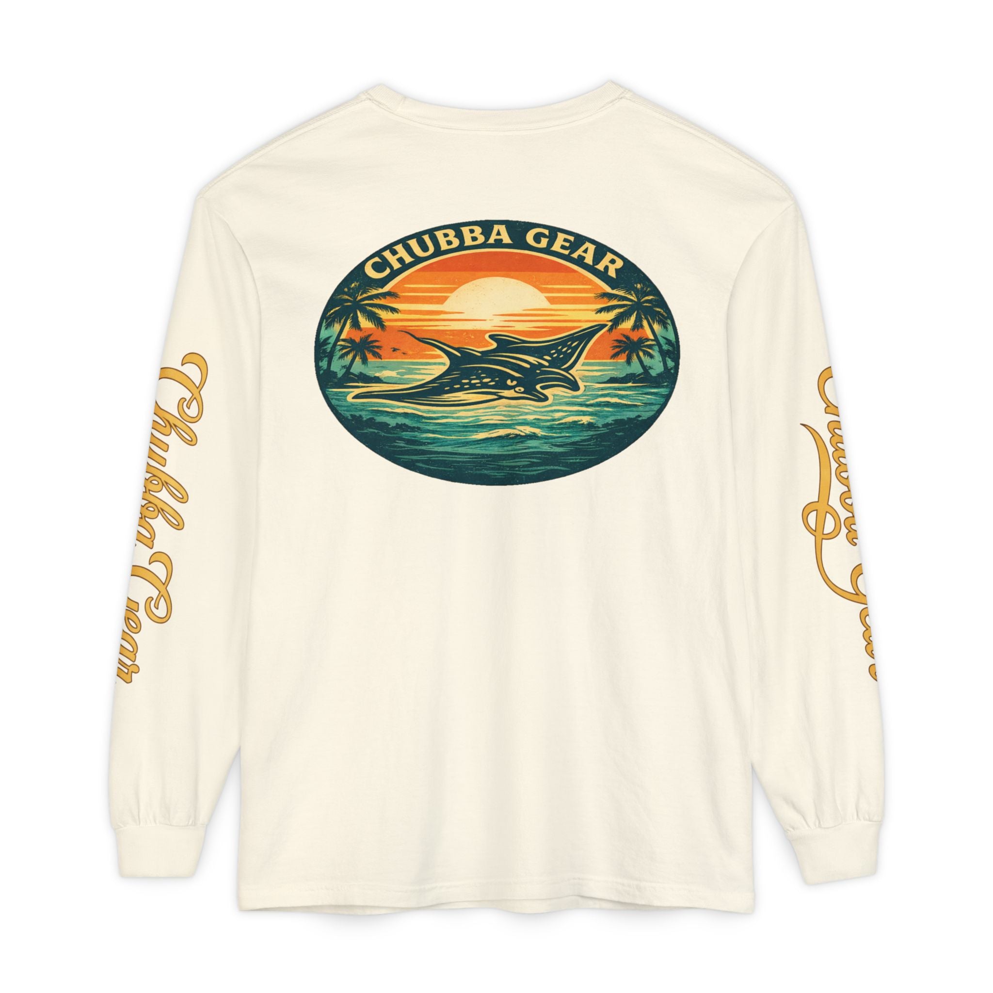 Chubba Gear Sunset Manta Ray Garment-Dyed Long Sleeve Tee