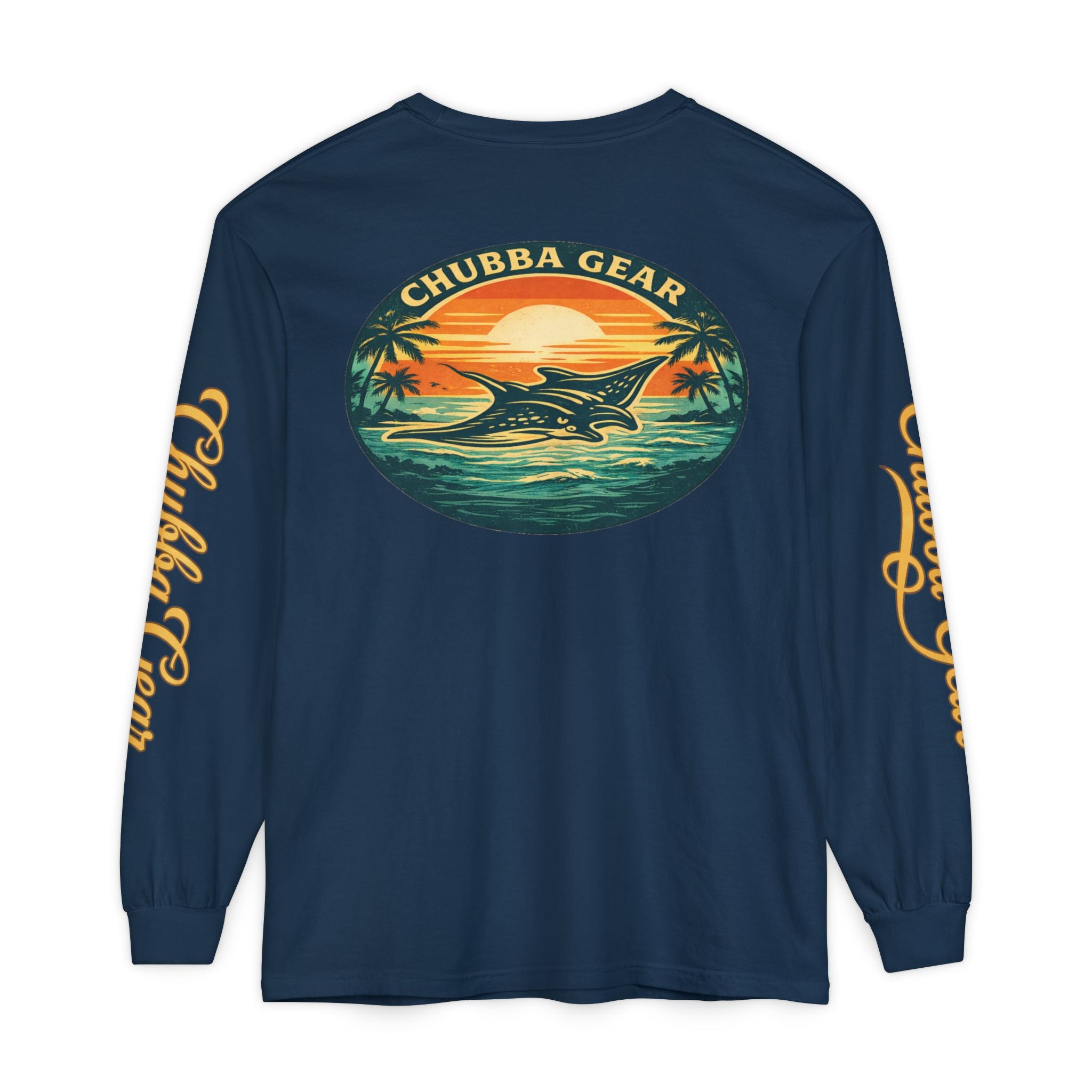 Chubba Gear Sunset Manta Ray Garment-Dyed Long Sleeve Tee