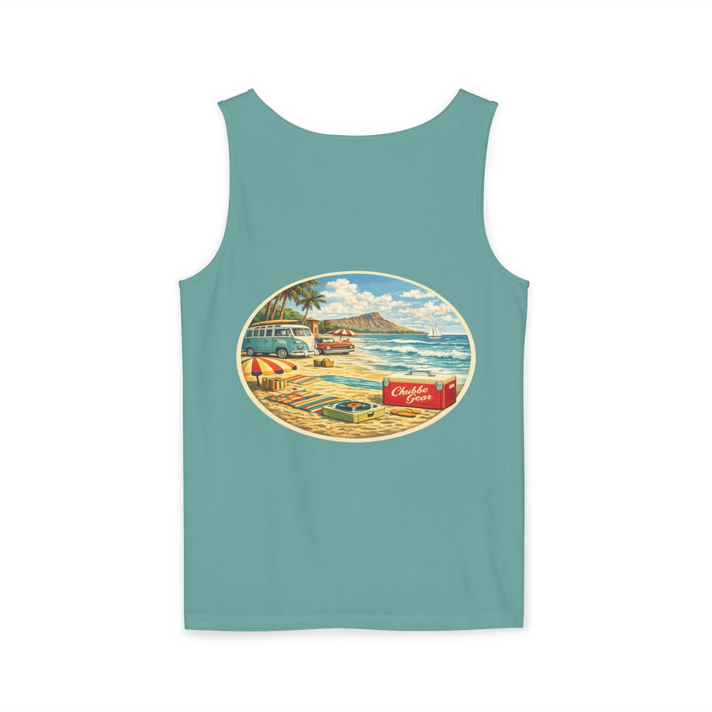 CHUBBA GEAR Vintage Beach Tank Top – Retro 60s Surf Graphic Tropical Summer Shirt