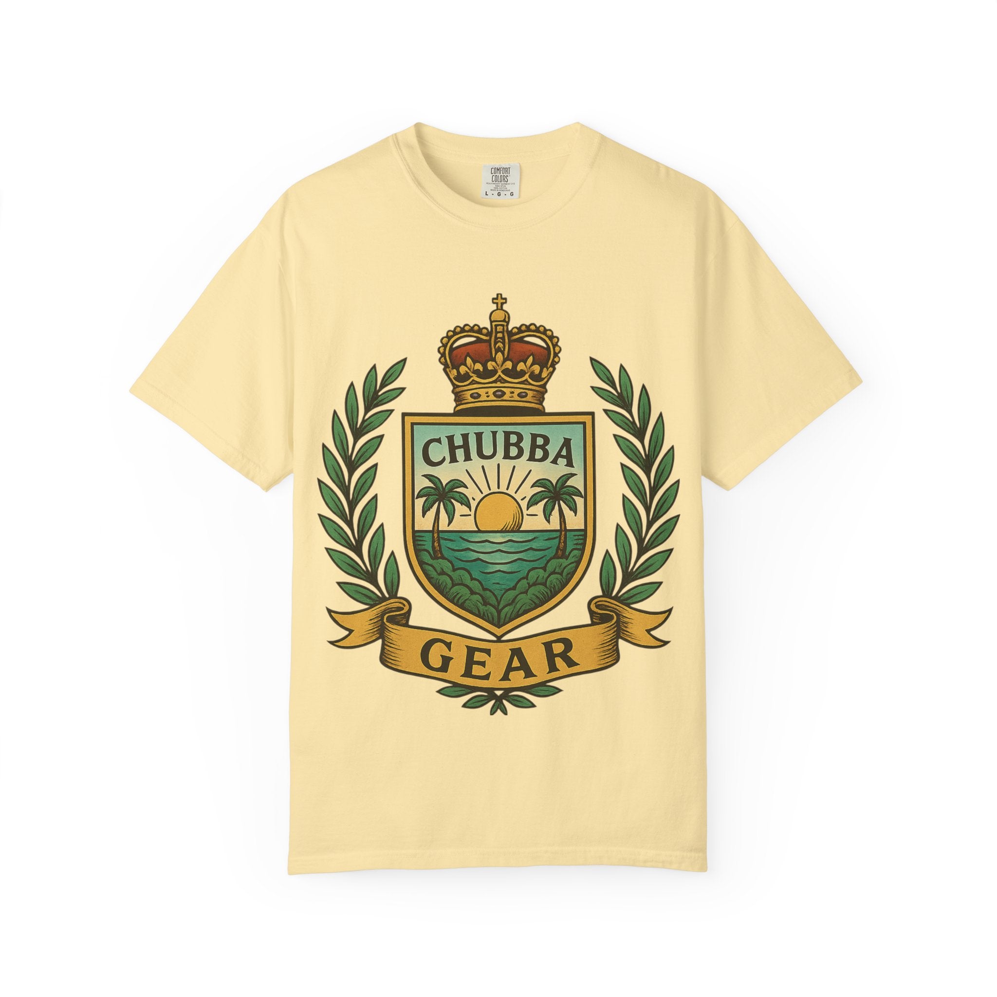 CHUBBA GEAR T-Shirt | Tropical Crest Graphic | Vintage Sunset Tee