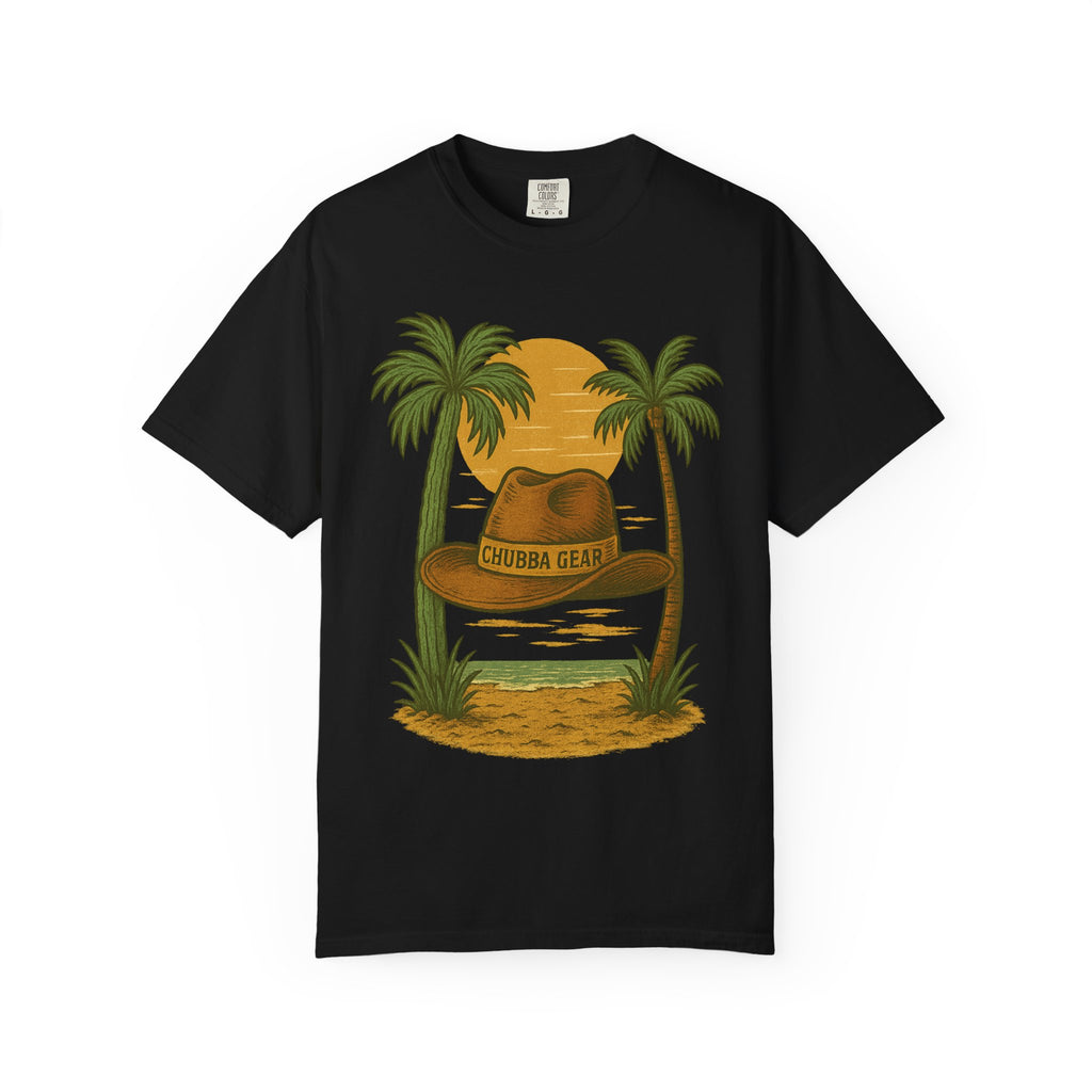 CHUBBA GEAR Tropical Sunset Hat Graphic T-Shirt