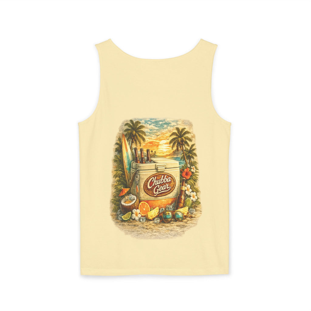 CHUBBA GEAR Vintage Tropical Tank Top – Retro Surf Cooler Beach Graphic Shirt