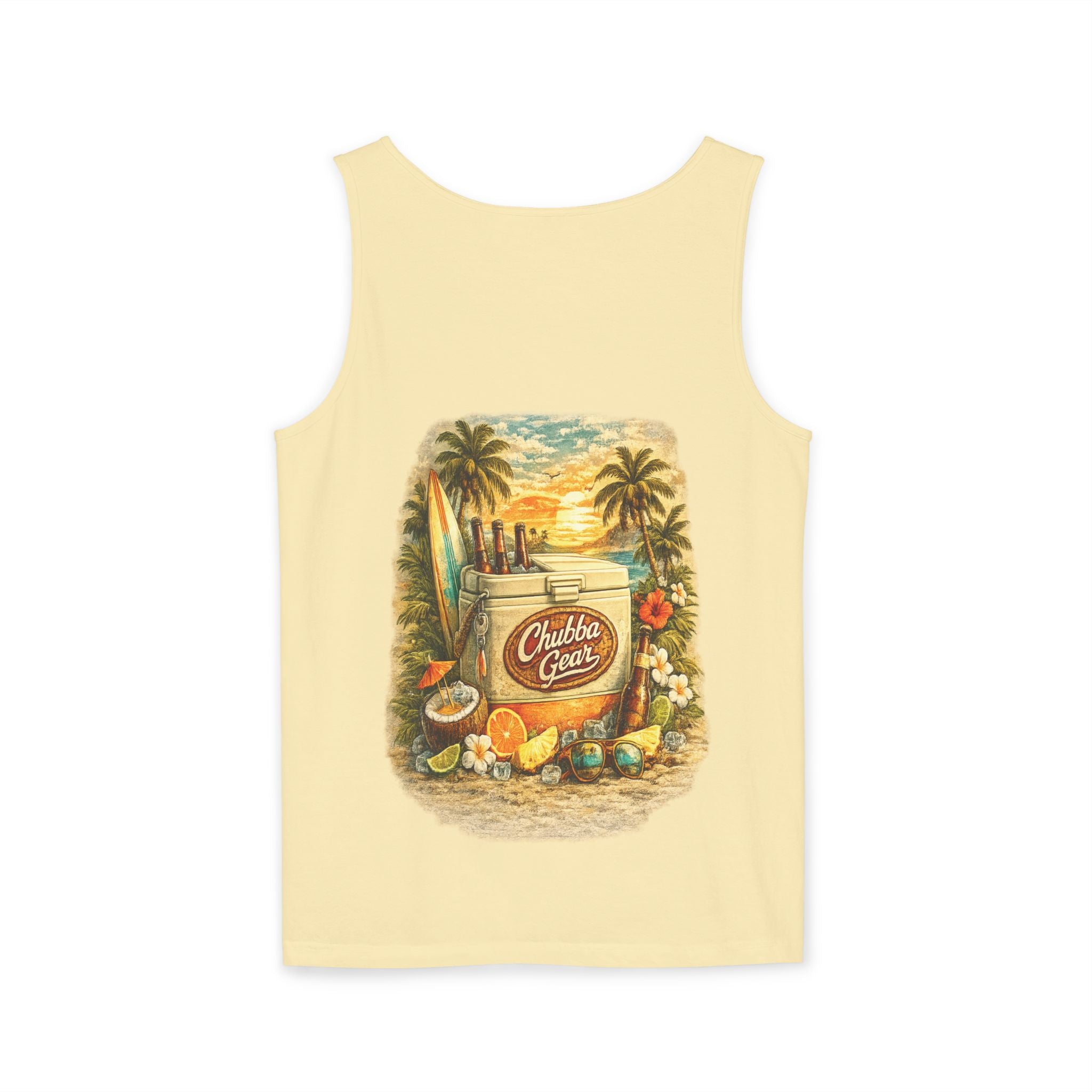 CHUBBA GEAR Vintage Tropical Tank Top – Retro Surf Cooler Beach Graphic Shirt