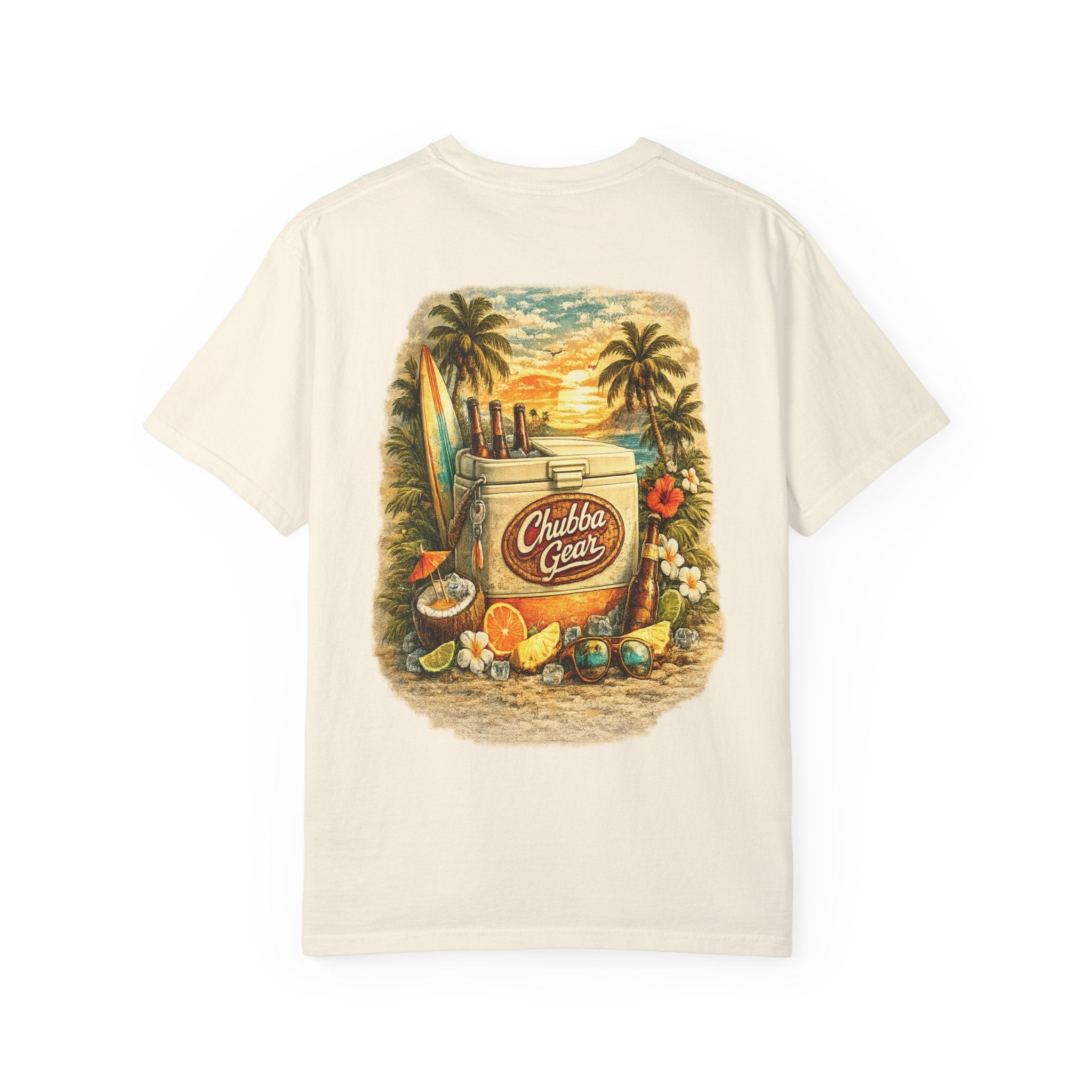 CHUBBA GEAR Vintage Tropical T-Shirt – Retro Beach Cooler Surf Graphic Tee