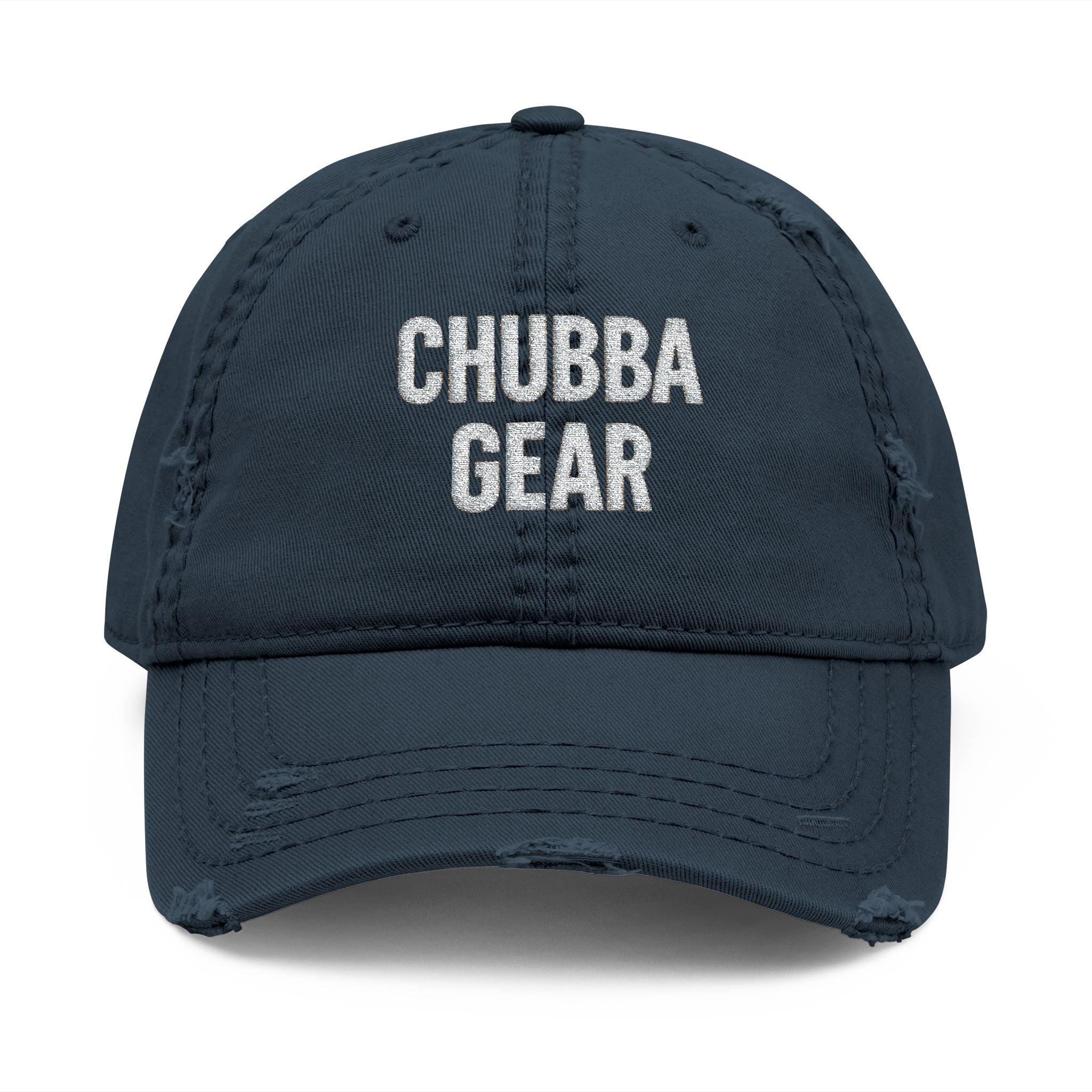 Hat-Distressed Embroidered Dad Hat — "CHUBBA GEAR" Casual Vintage Cap