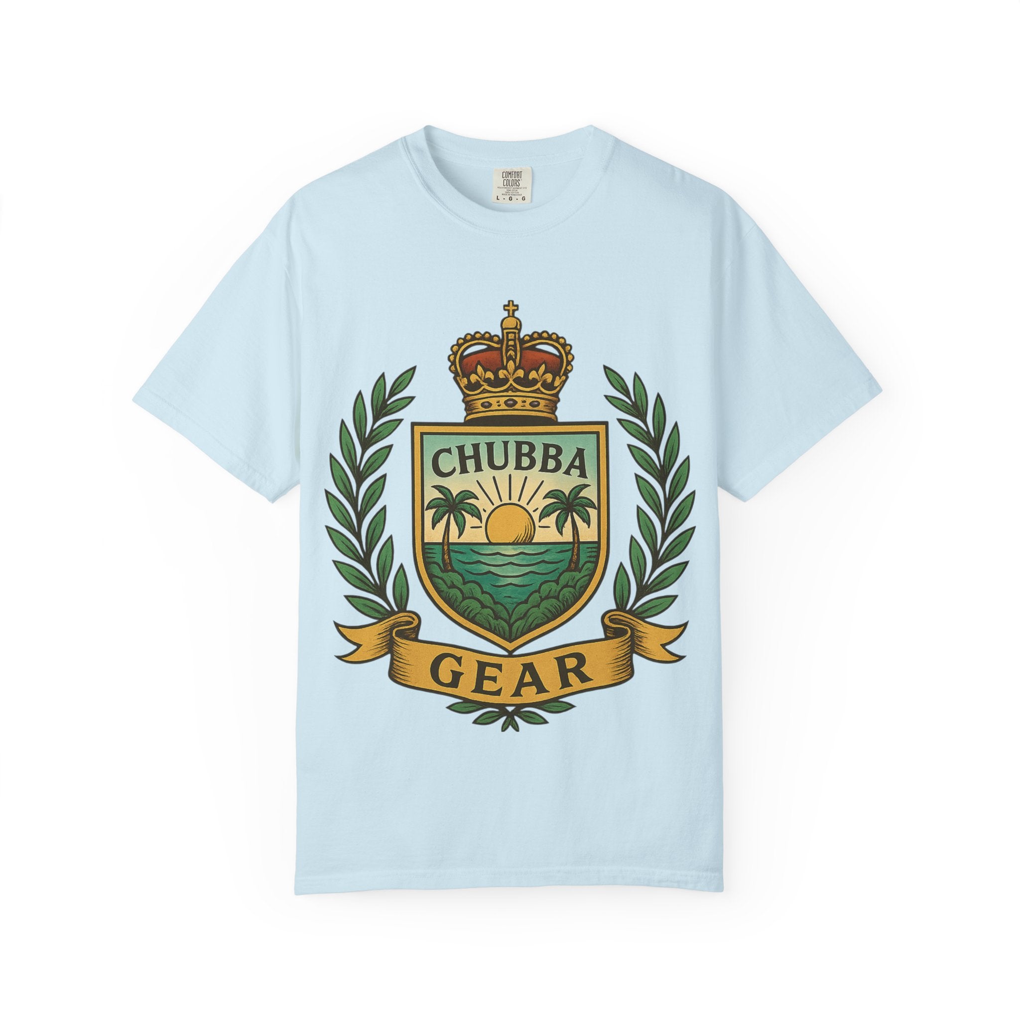 CHUBBA GEAR T-Shirt | Tropical Crest Graphic | Vintage Sunset Tee