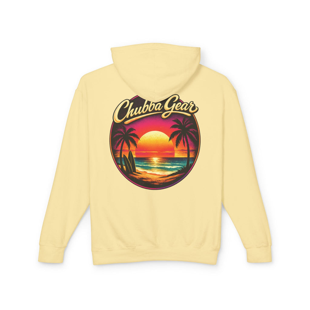 Chubba Gear Sunset Palm Hoodie – Island Life Retro Beach Sweatshirt