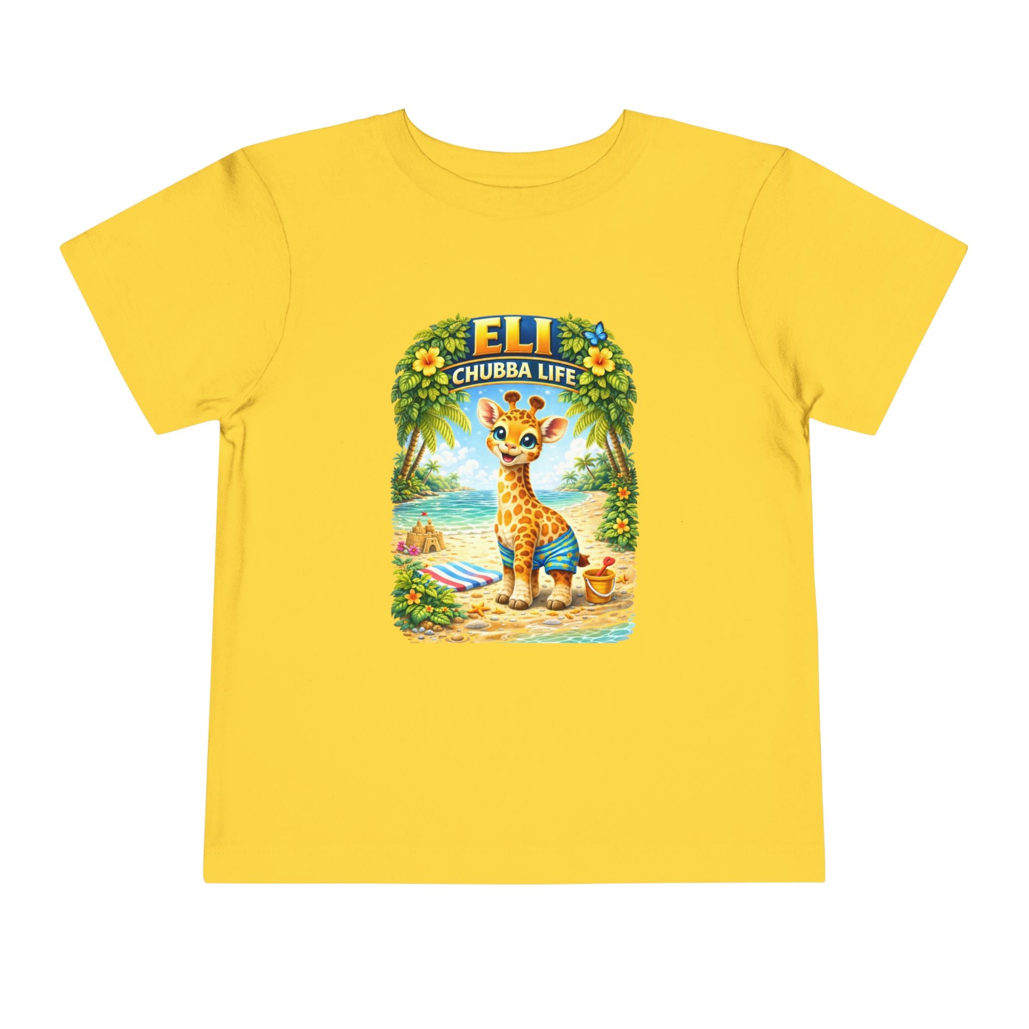 CHUBBA GEAR Eli Chubba Life Toddler Tee - Cute Giraffe Beach Shirt for Kids