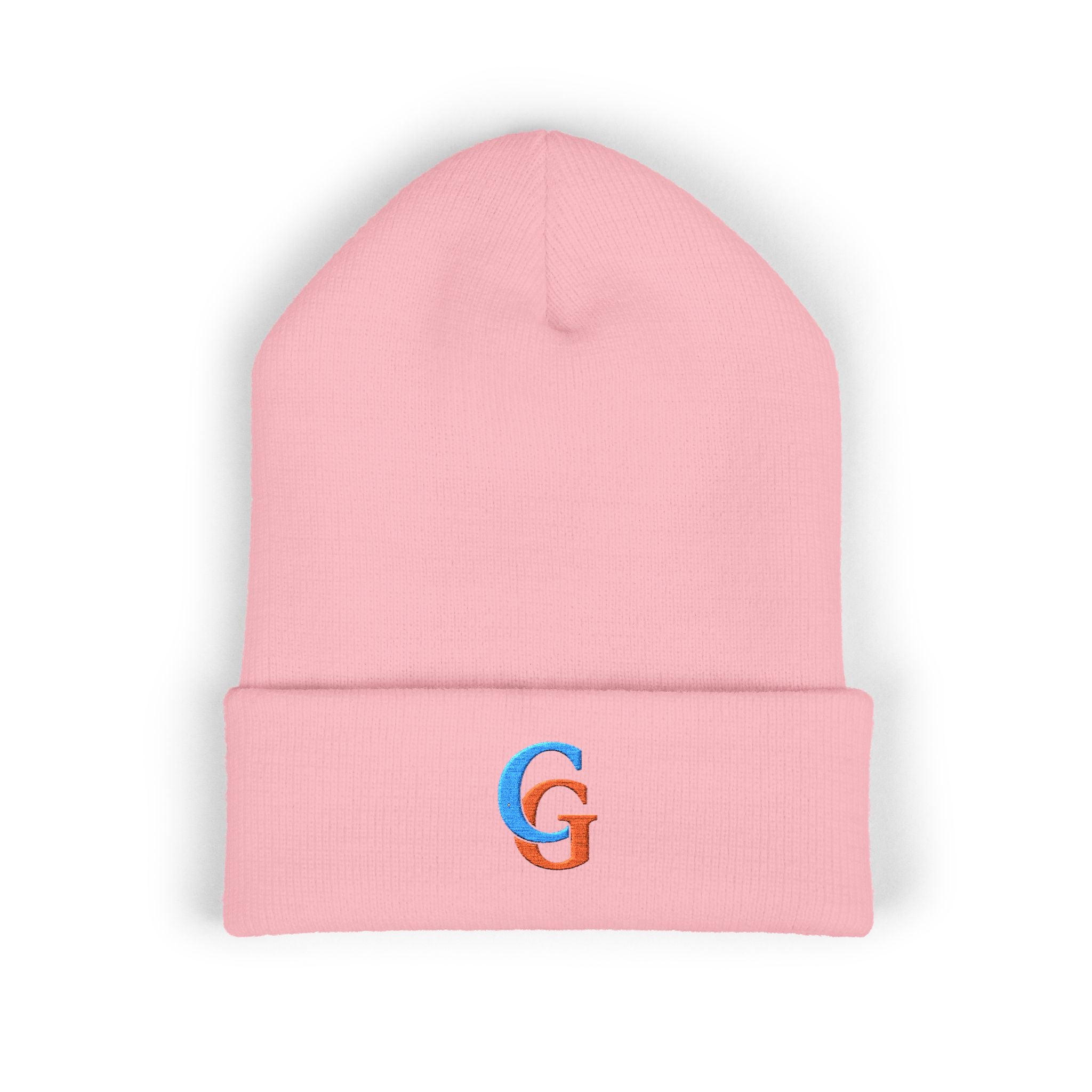 Beanie-Embroidered 'CG' Classic Cuffed Beanie - Cozy Initial Knit Hat
