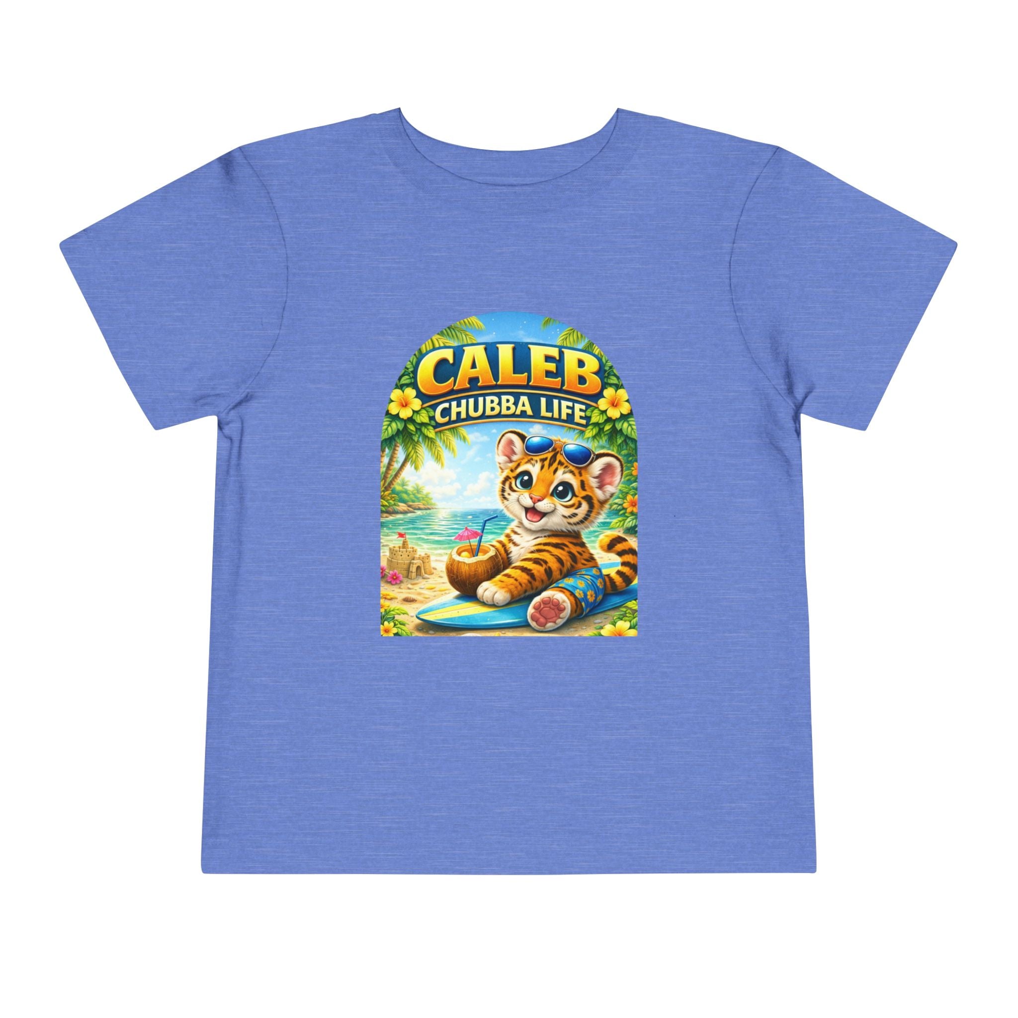 CHUBBA GEAR Caleb Chubba Life Toddler Tee — Cute Surfing Tiger Kids Shirt