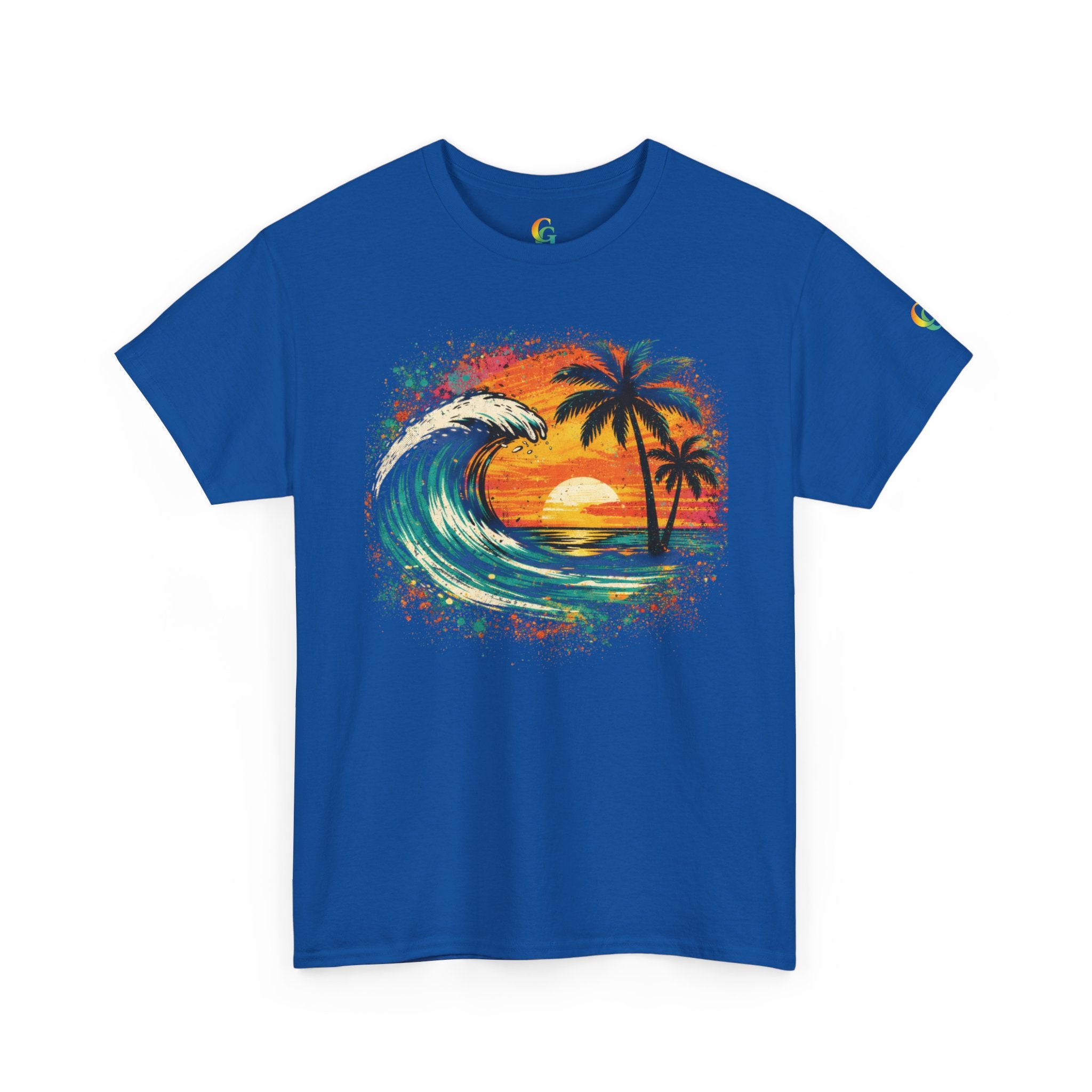 Chubba Gear Sunset Wave Beach T-Shirt – Tropical Palm Surf Graphic Tee