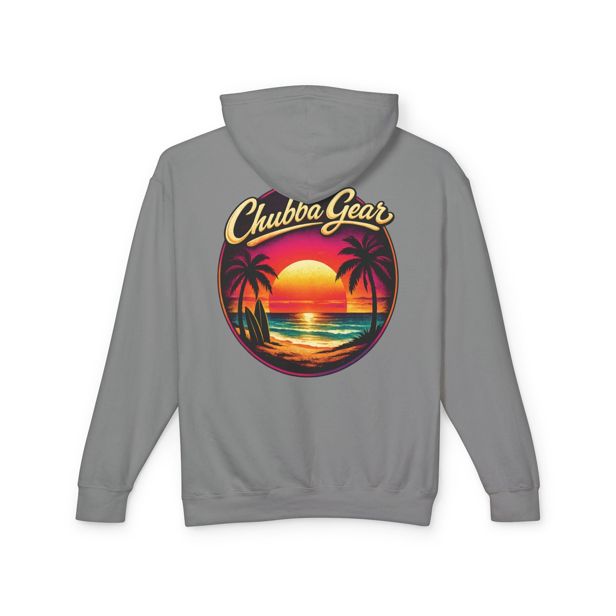Chubba Gear Sunset Palm Hoodie – Island Life Retro Beach Sweatshirt