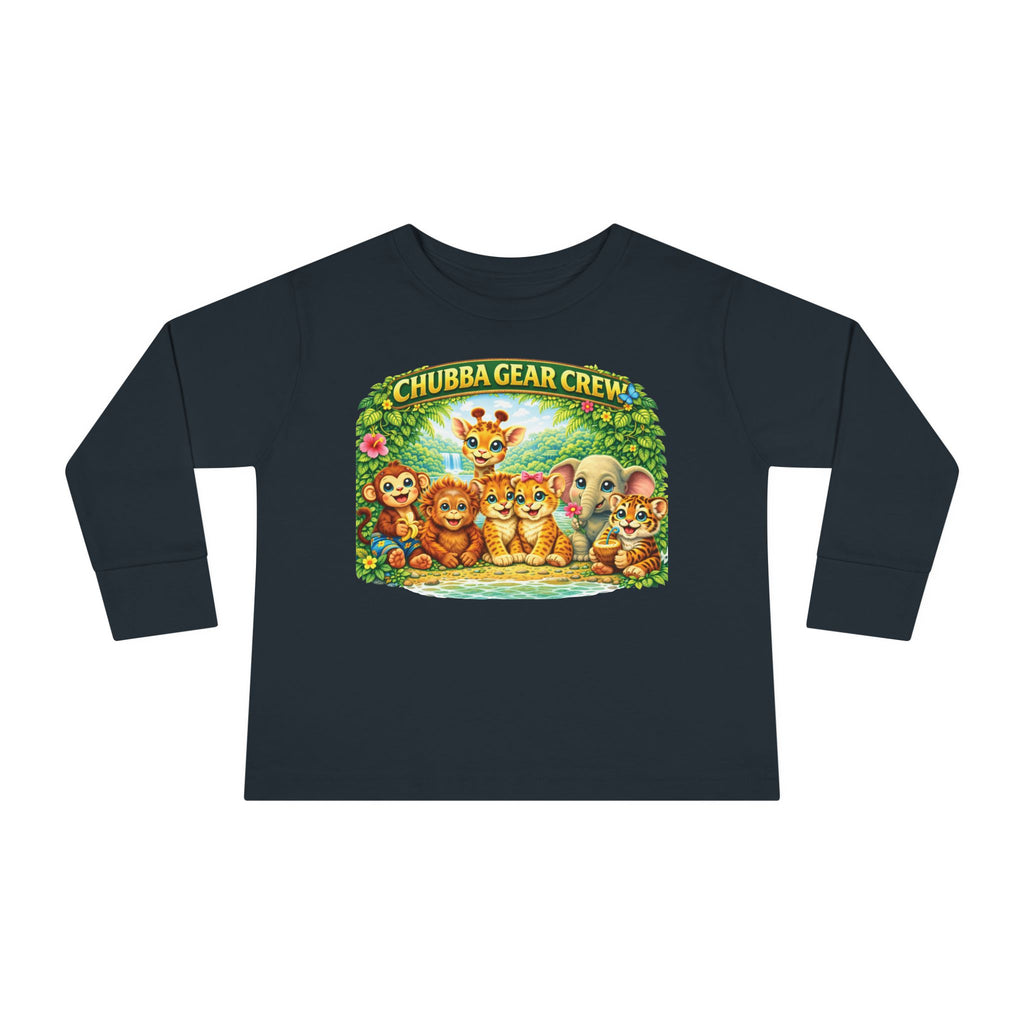 CHUBBA GEAR Crew Toddler Long Sleeve Tee — Cute Safari Animal Friends