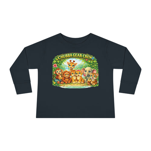 CHUBBA GEAR® Crew Toddler Long Sleeve Tee — Cute Safari Animal Friends