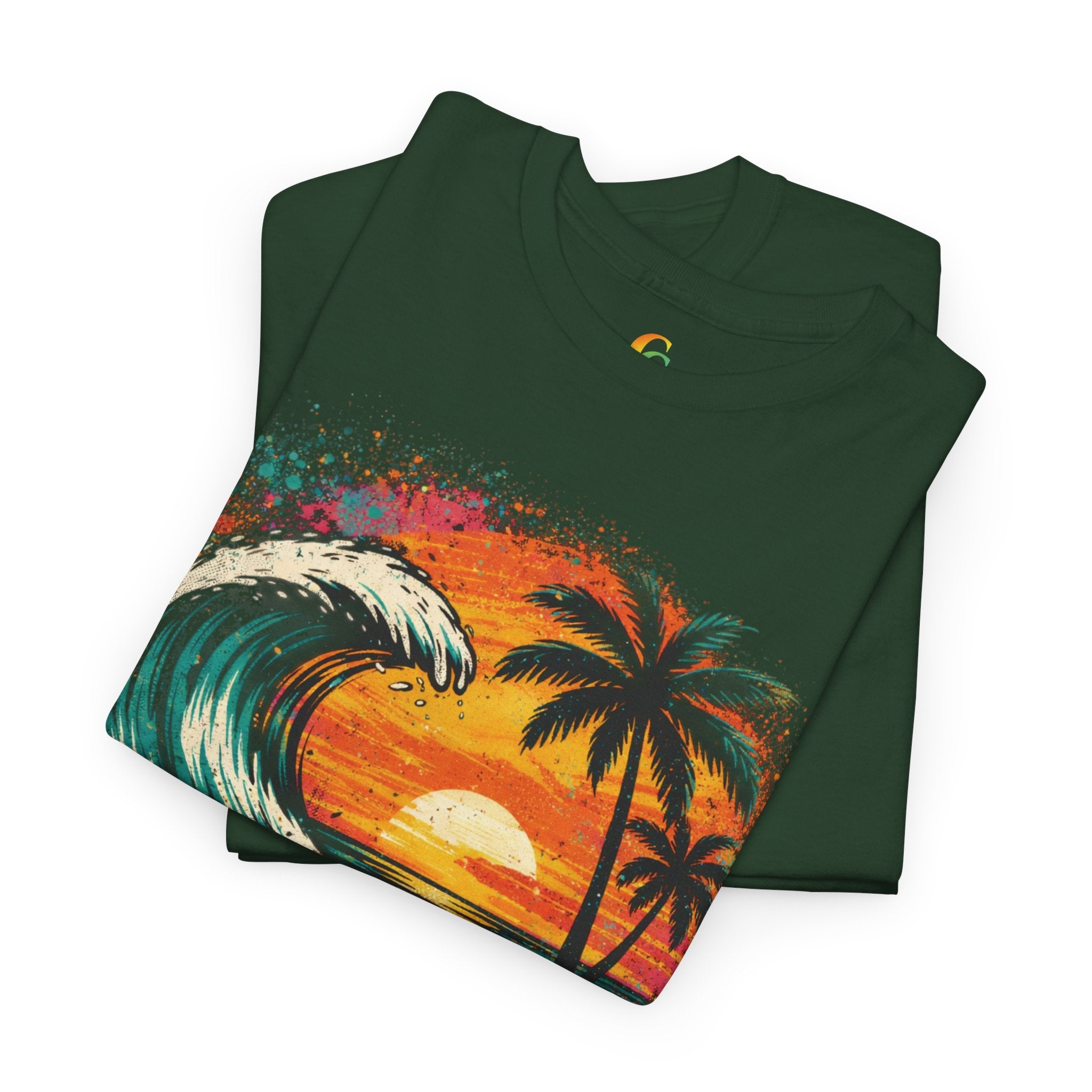 Chubba Gear Sunset Wave Beach T-Shirt – Tropical Palm Surf Graphic Tee