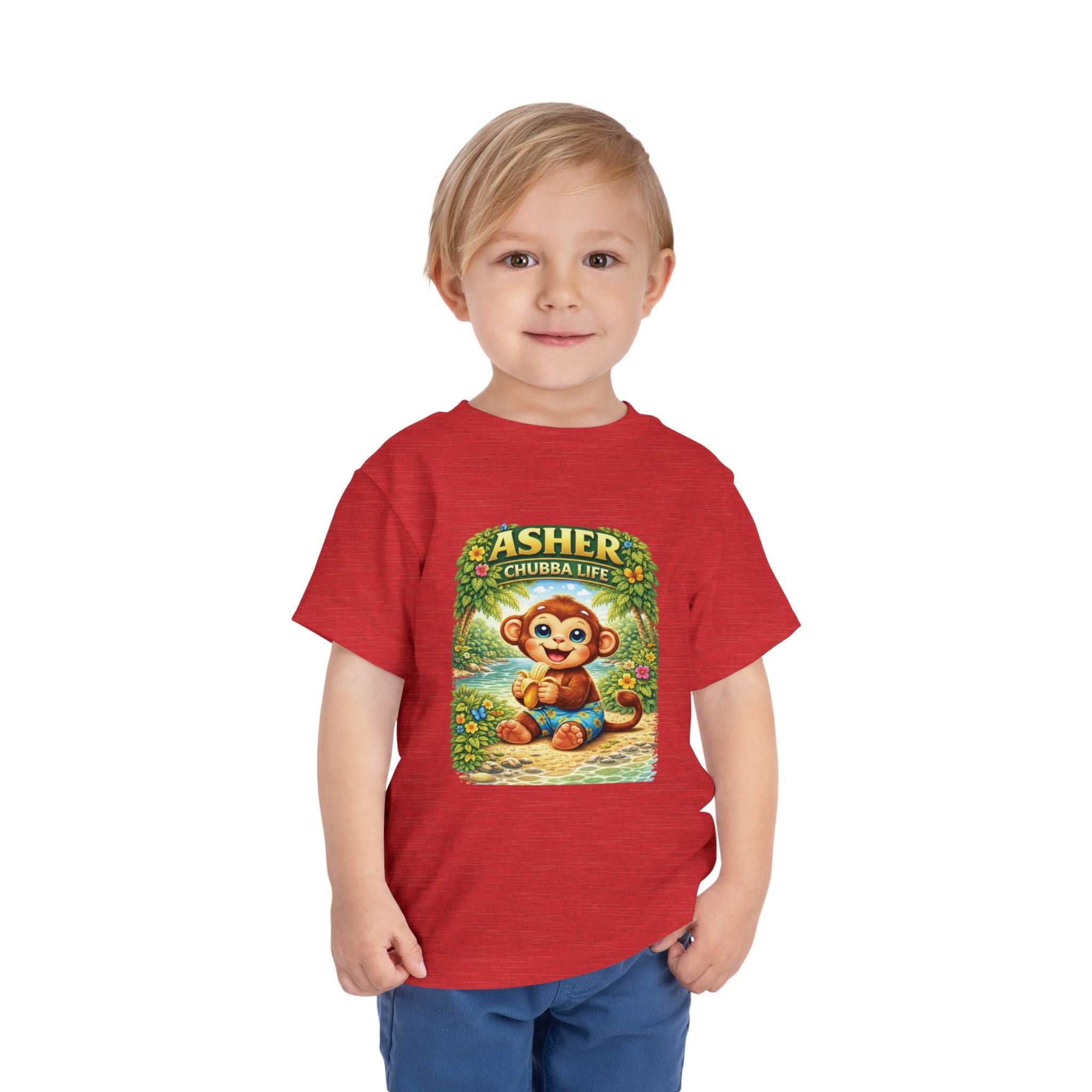 CHUBBA GEAR Asher Chubby Monkey Toddler Tee - Cute Jungle Baby Monkey Shirt