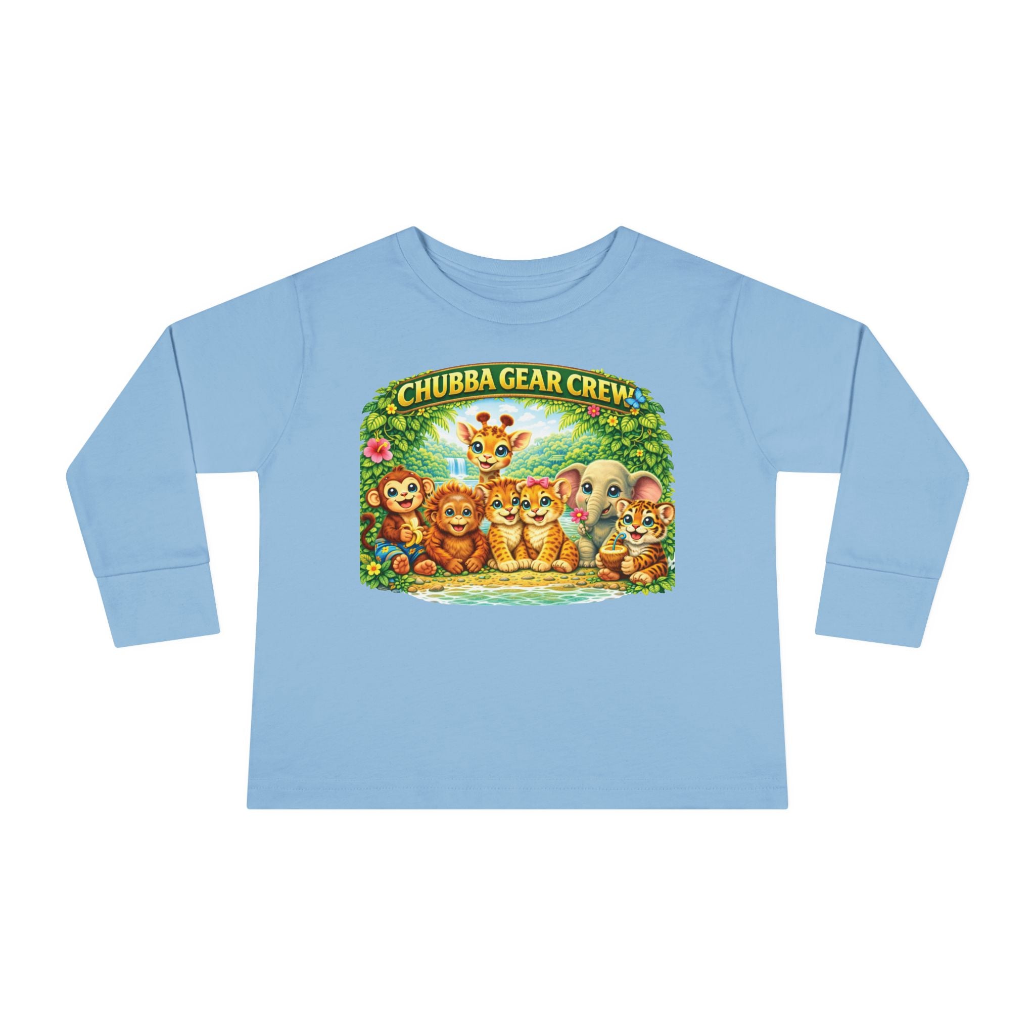 CHUBBA GEAR Crew Toddler Long Sleeve Tee — Cute Safari Animal Friends
