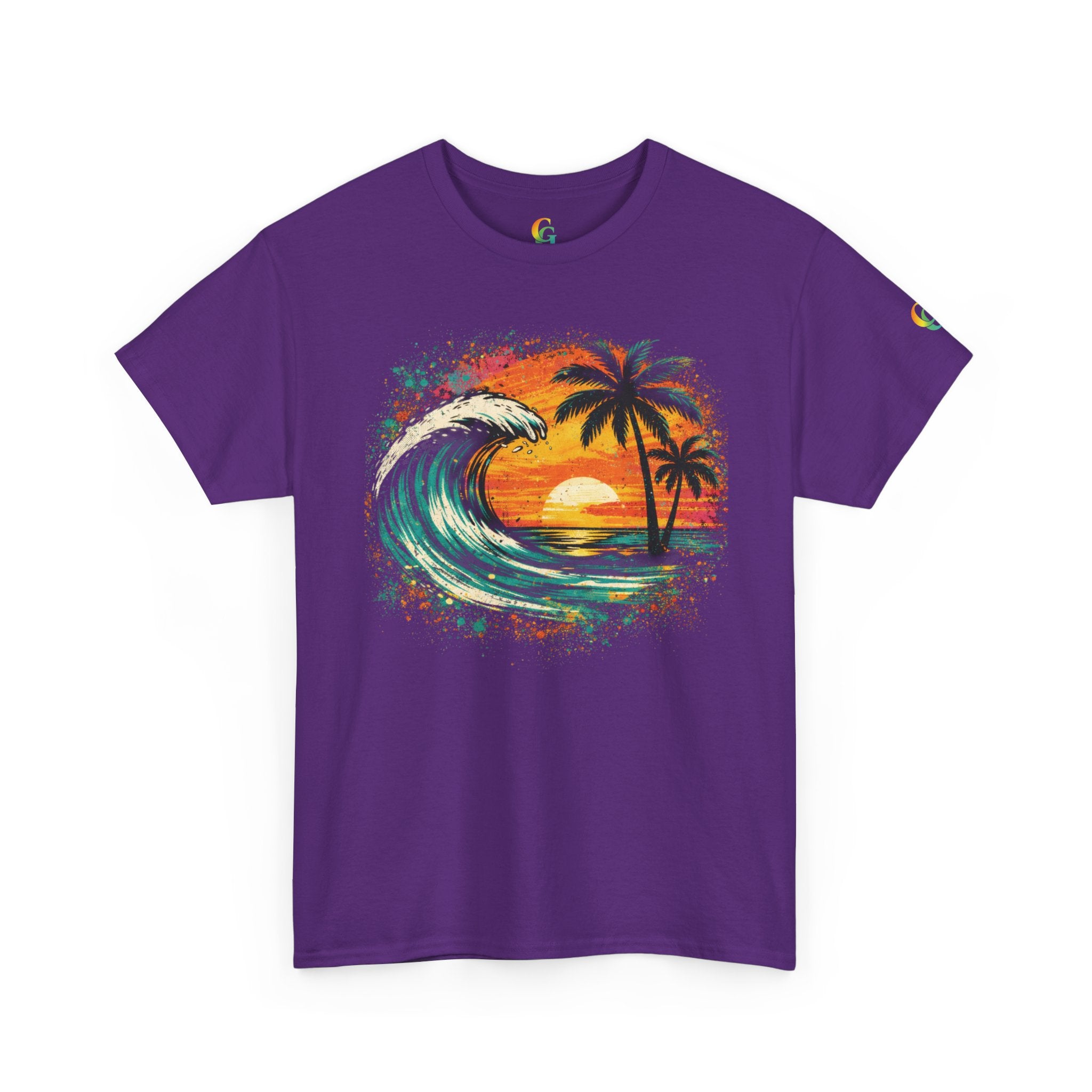 Chubba Gear Sunset Wave Beach T-Shirt – Tropical Palm Surf Graphic Tee