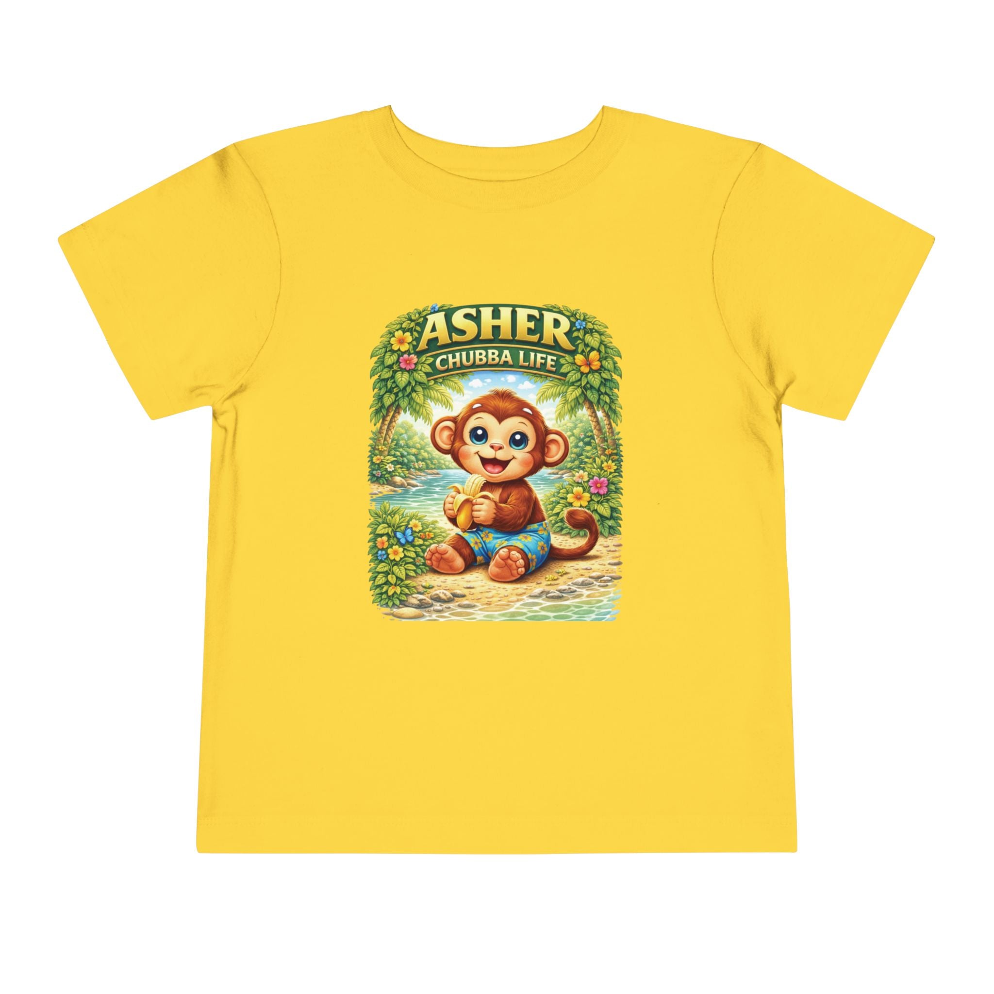 CHUBBA GEAR Asher Chubby Monkey Toddler Tee - Cute Jungle Baby Monkey Shirt
