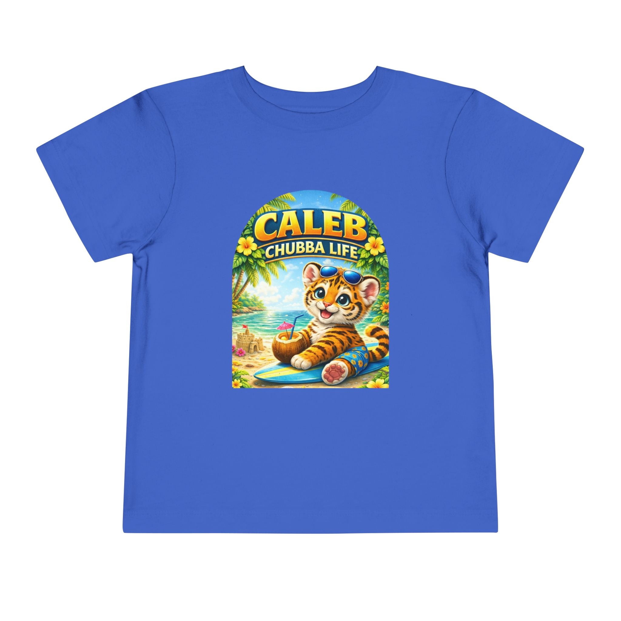 CHUBBA GEAR Caleb Chubba Life Toddler Tee — Cute Surfing Tiger Kids Shirt