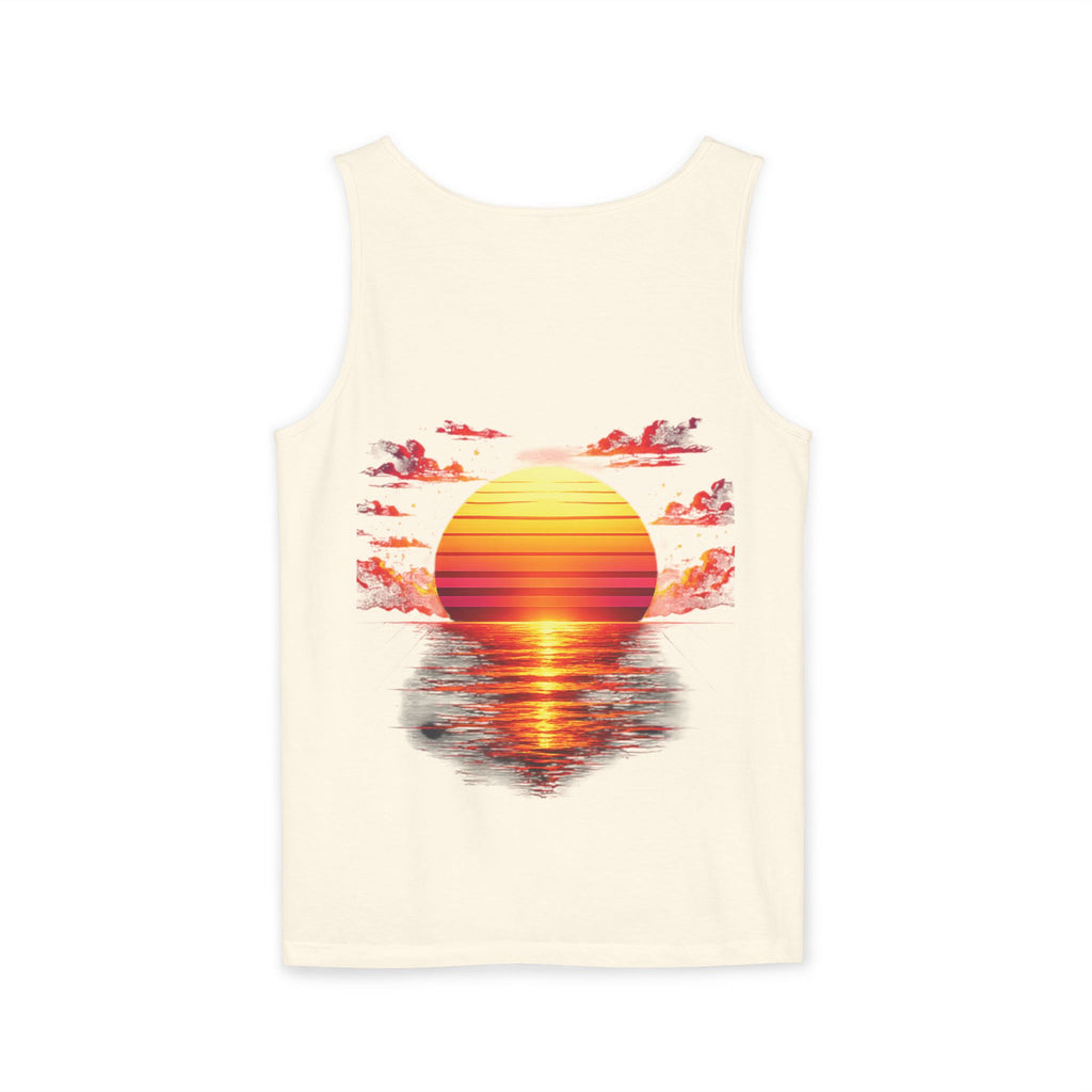 CHUBBA GEAR Sunset Wave Tank Top — Retro Sunset Beach Graphic Tank
