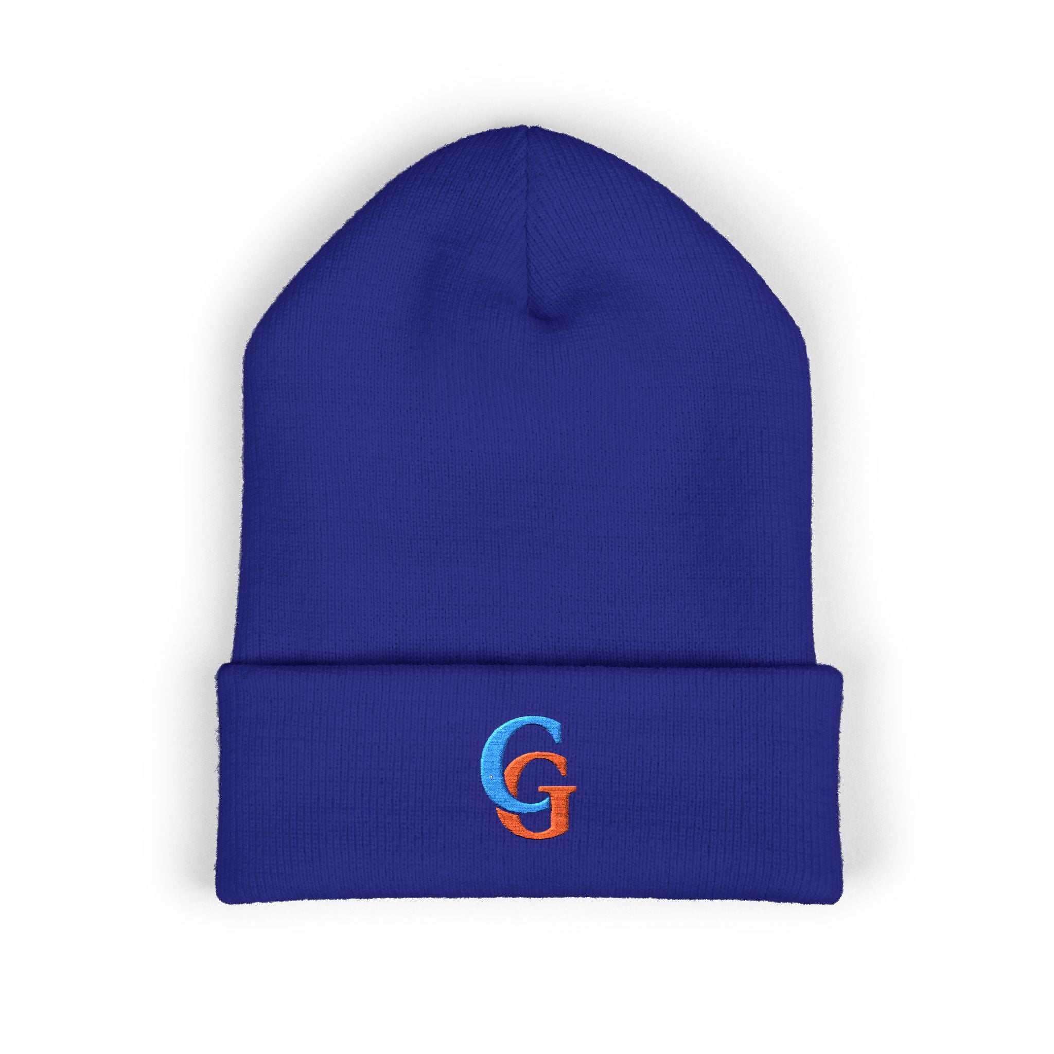 Beanie-Embroidered 'CG' Classic Cuffed Beanie - Cozy Initial Knit Hat