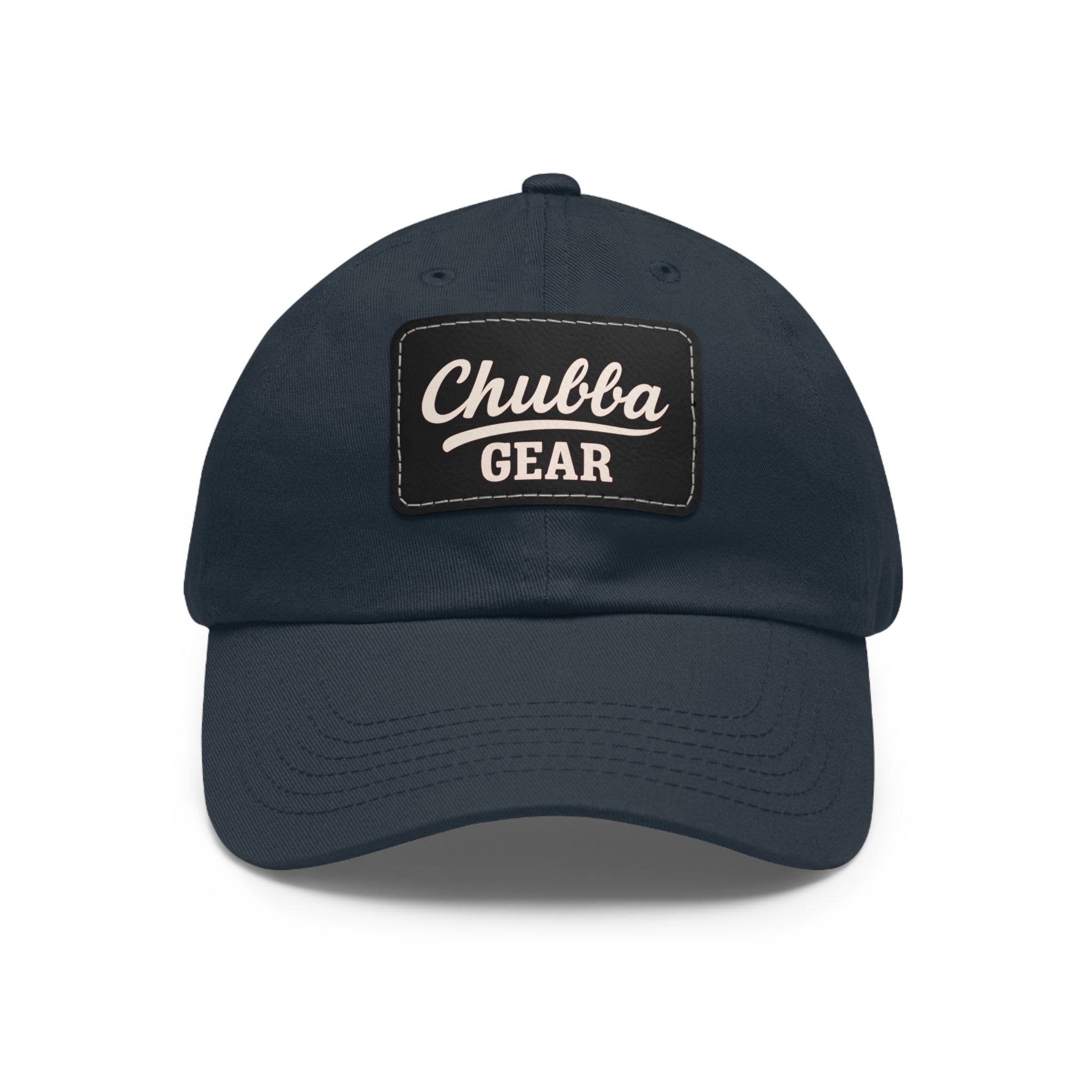 Chubba Gear Leather Patch Dad Hat — Classic Retro Logo Cap