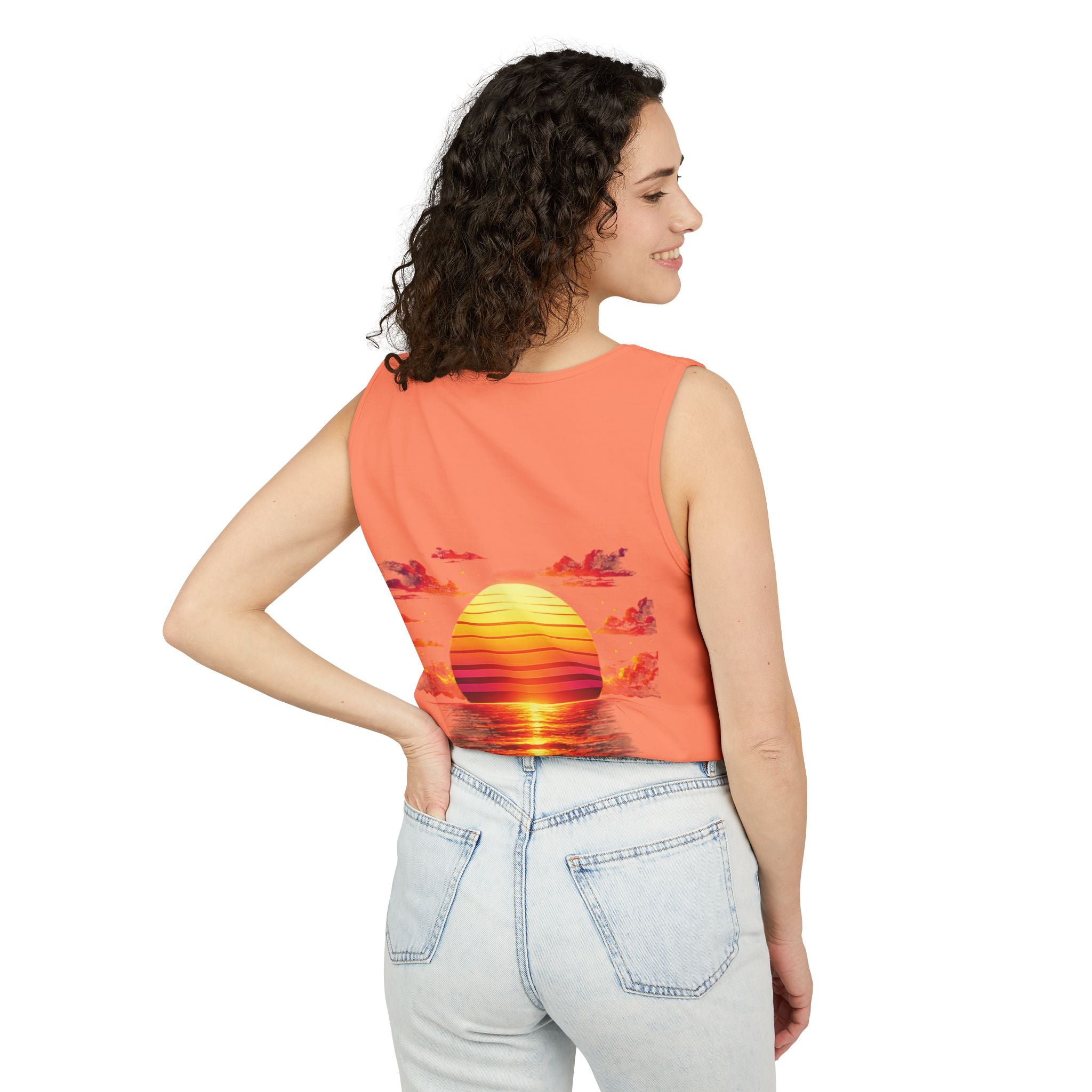 CHUBBA GEAR Sunset Wave Tank Top — Retro Sunset Beach Graphic Tank